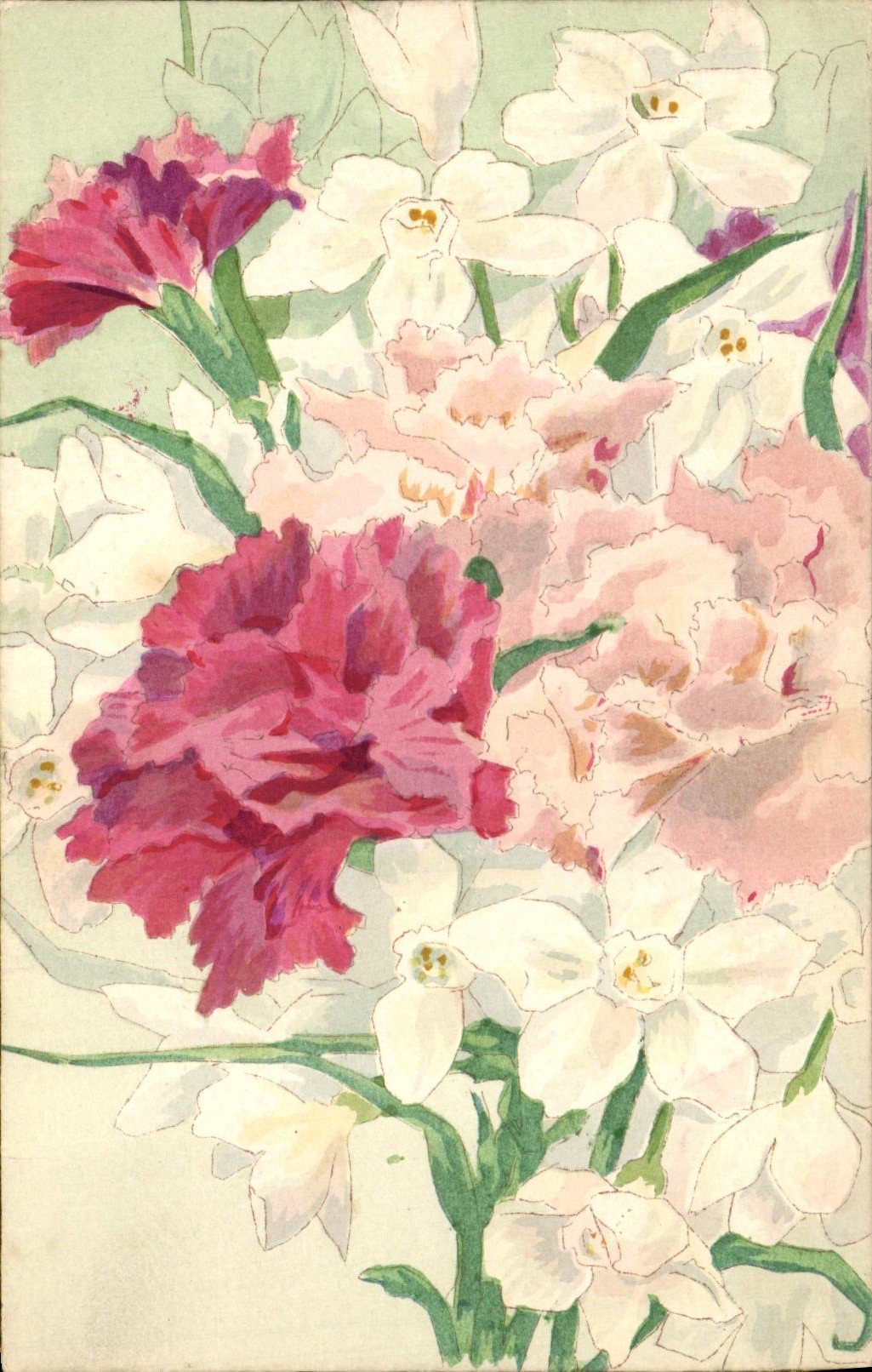 CPA Fantaisie (dessin a la main ) Fleurs