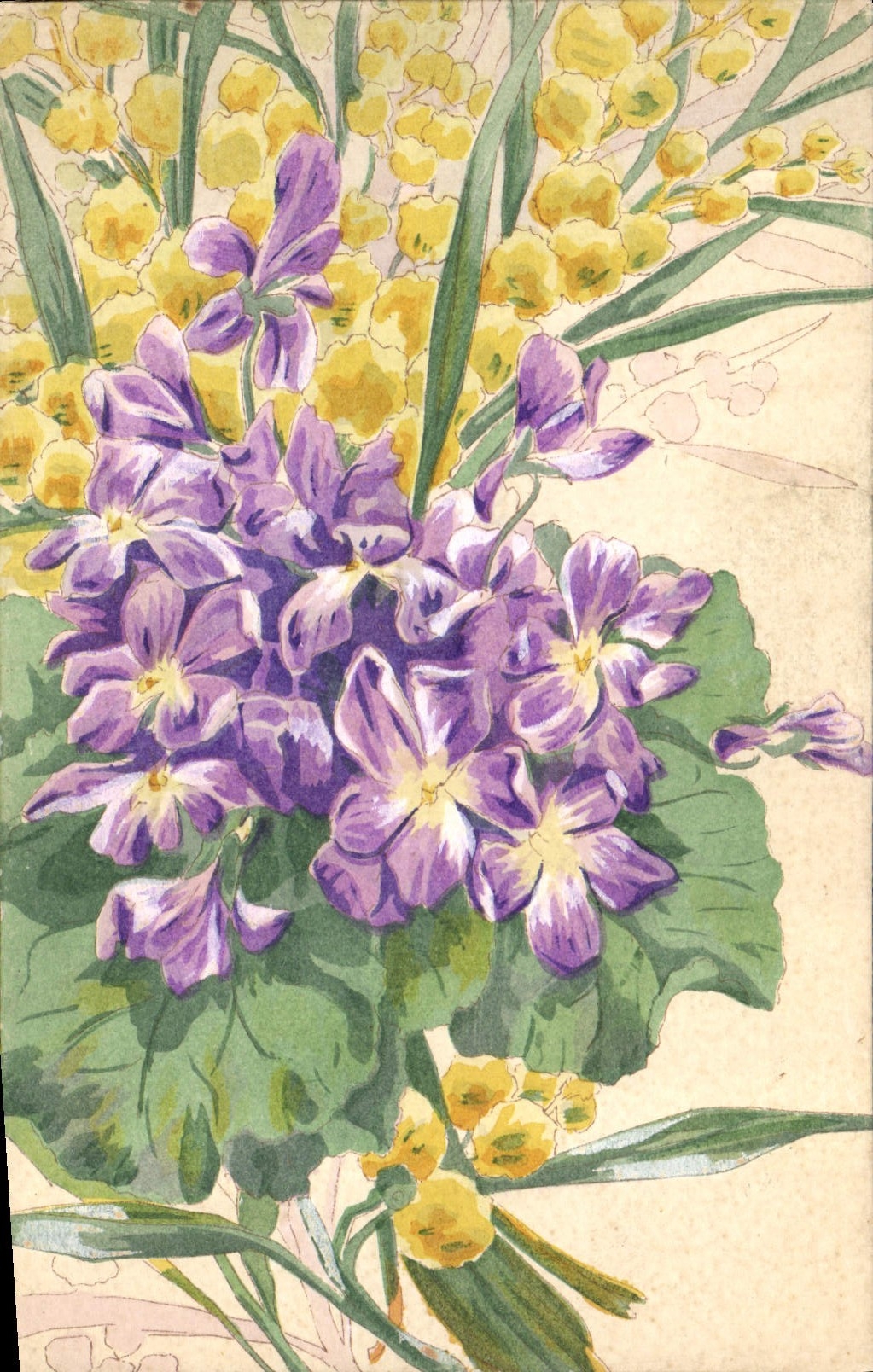 CPA Fantaisie (dessin a la main ) Fleurs