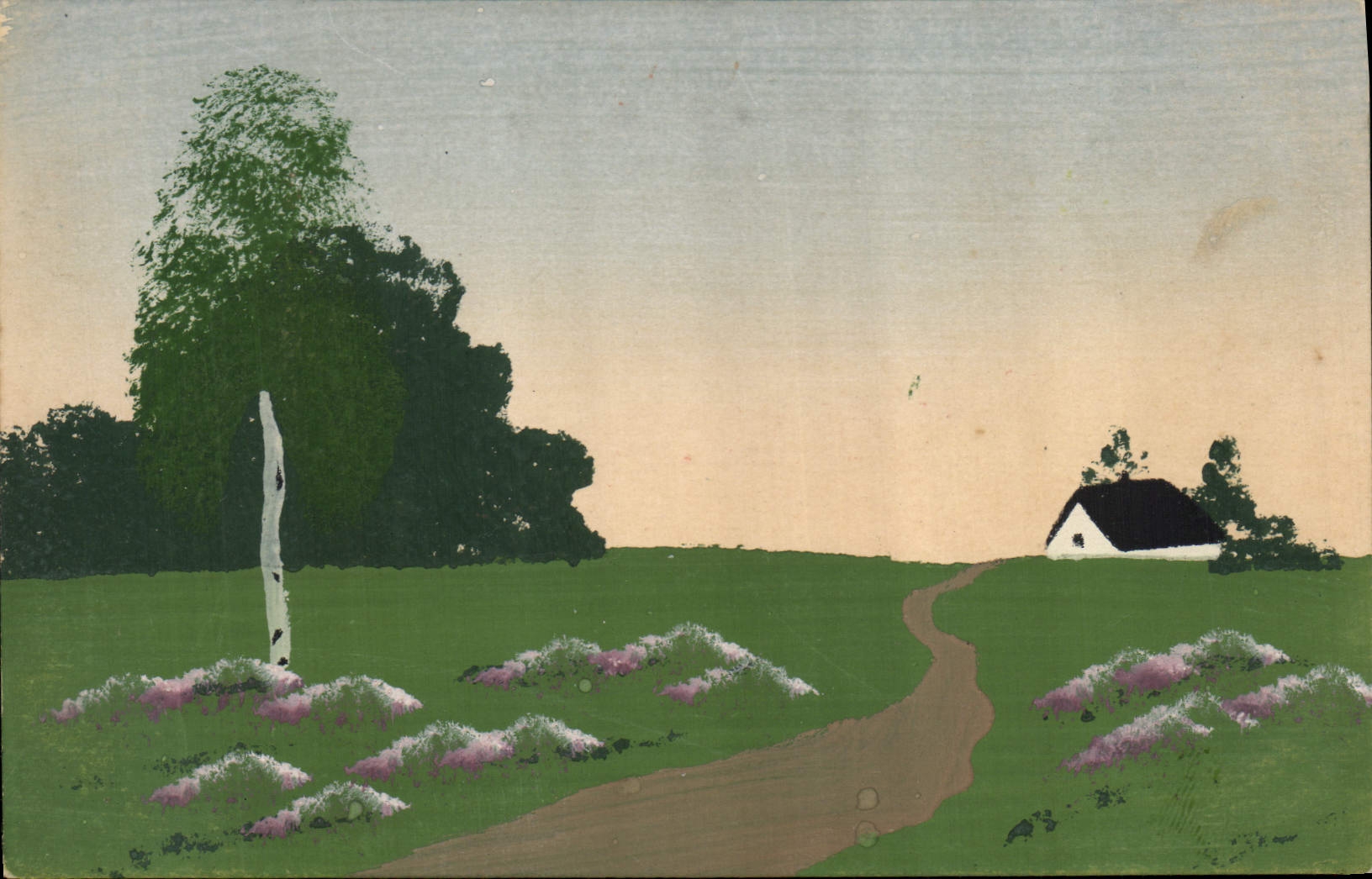 CPA Fantaisie (dessin a la main ) Paysage