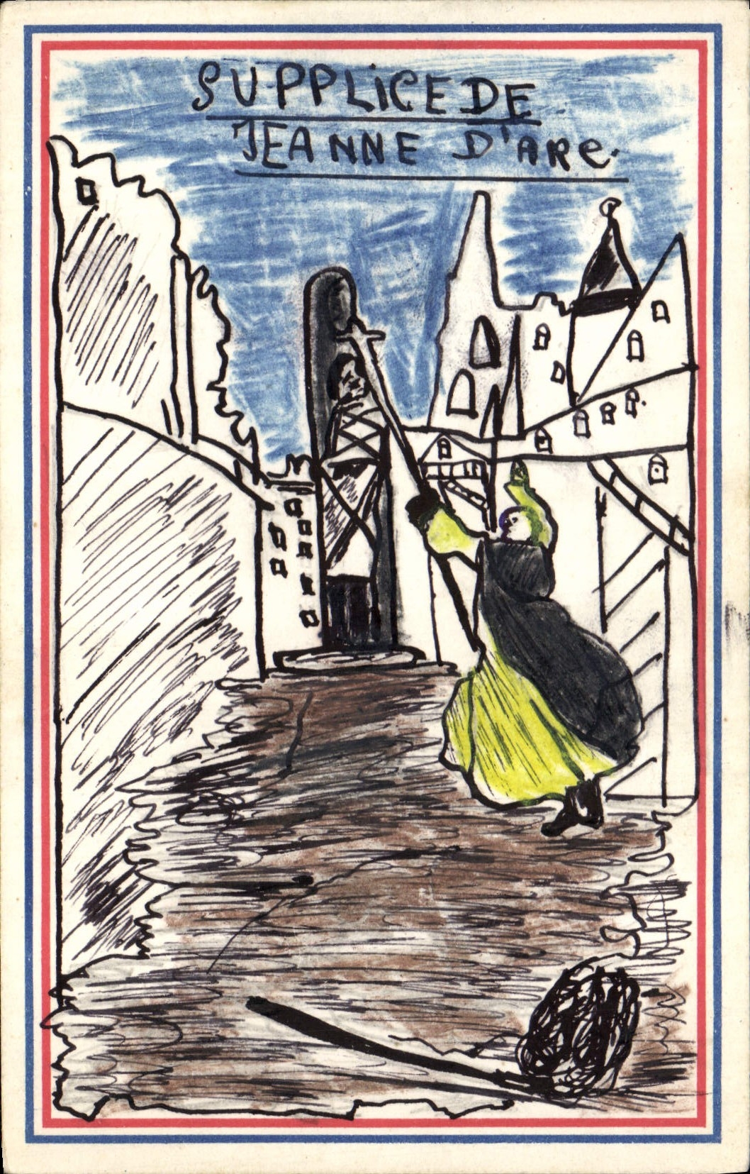 CPA Fantaisie (dessin a la main ) Supplice de Jeanne d'Arc