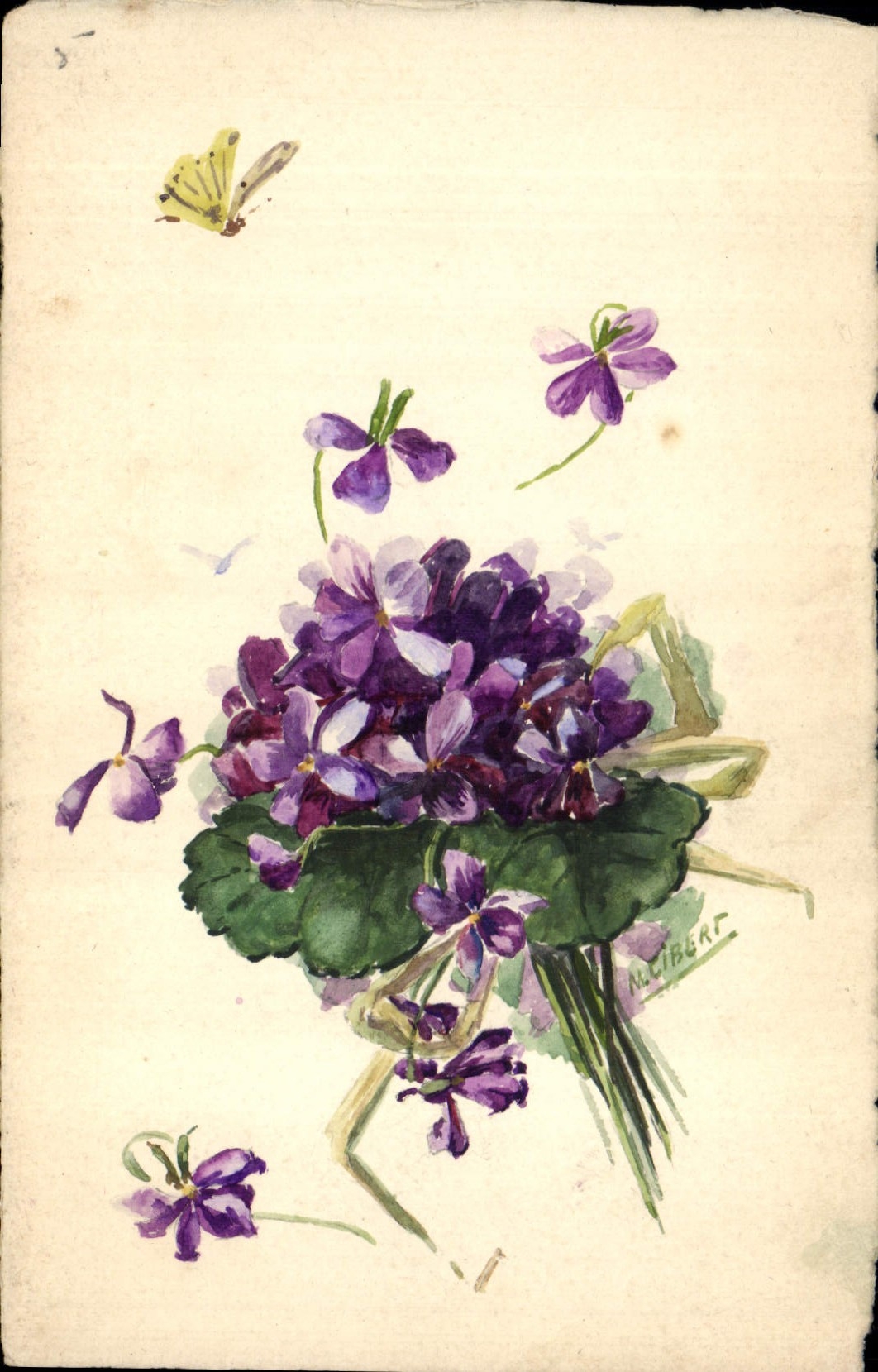 CPA Fantaisie (dessin a la main ) Papillon