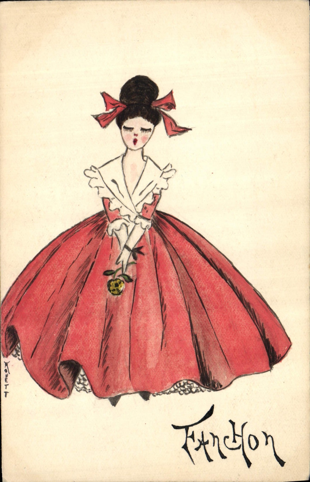 CPA Fantaisie (dessin a la main ) Femme Fanchon