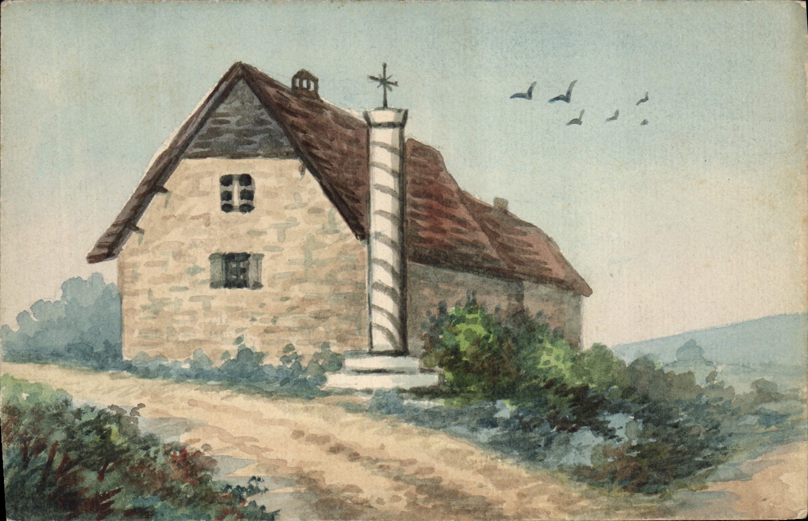 CPA Fantaisie (dessin a la main ) Maison