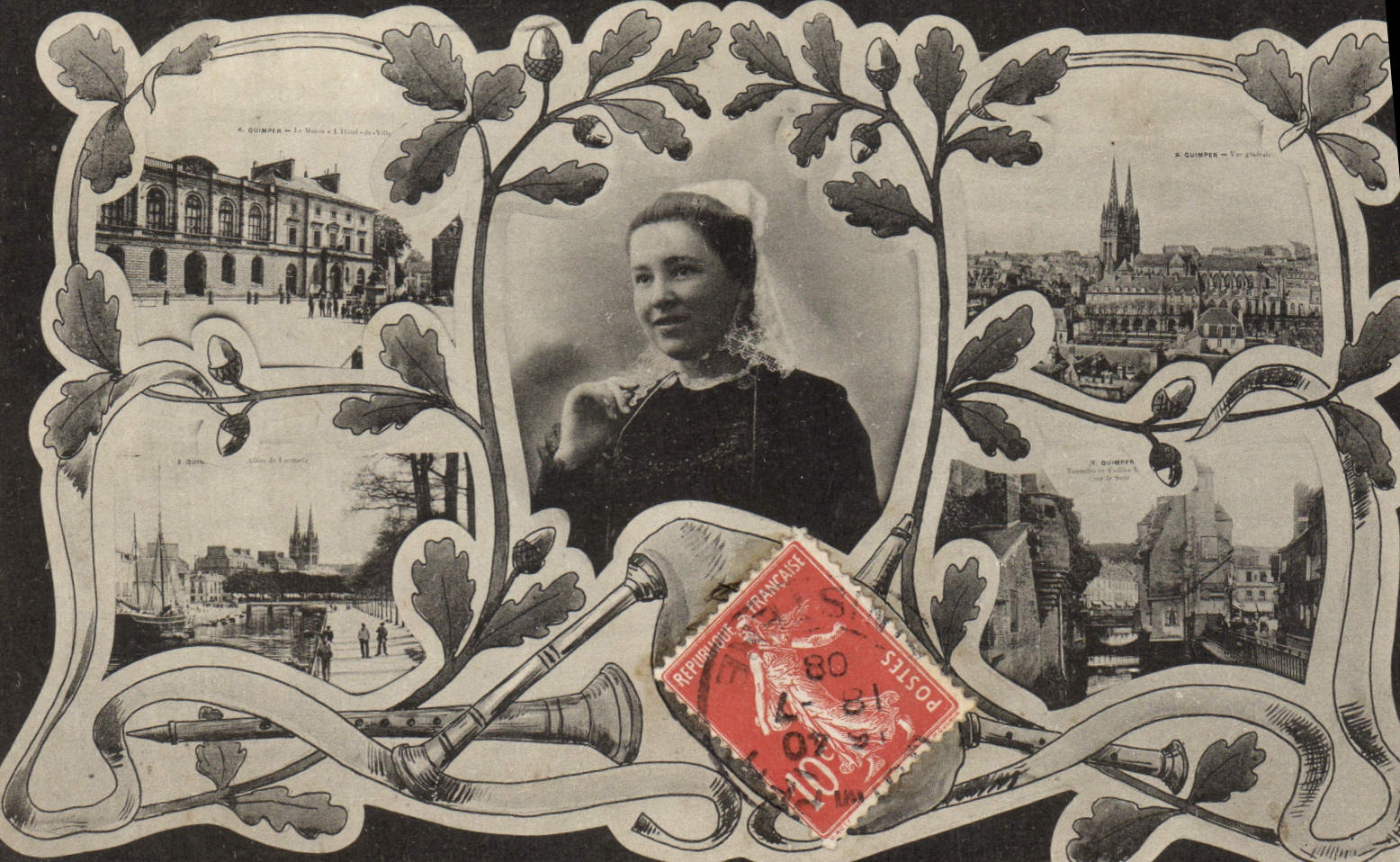 CPA Folklore Quimper Femme 