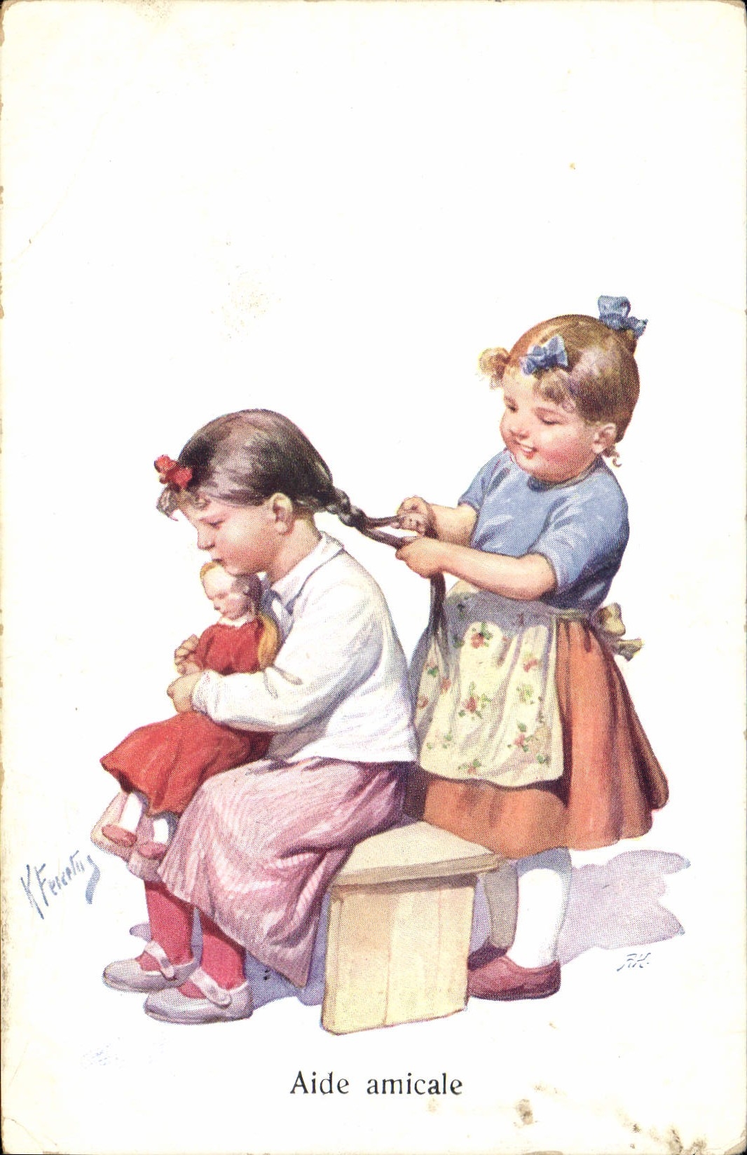 CPA Fantaisie Enfants Poupee  Aide amicale 