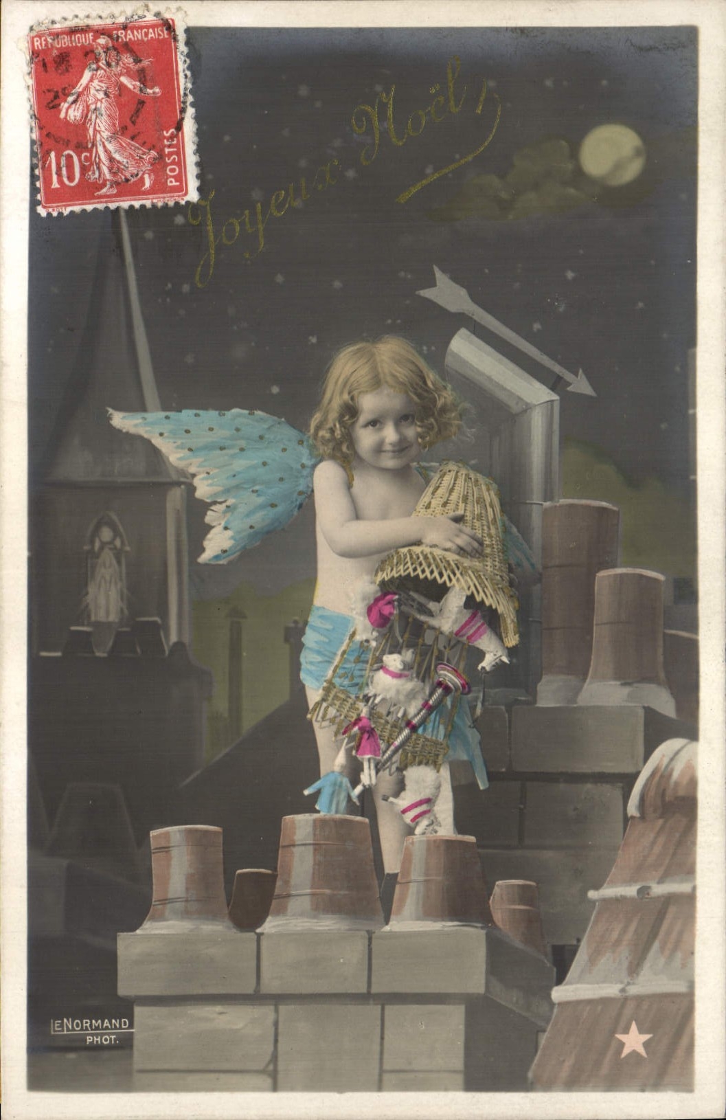 CPA Fantaisie Enfants Poupee Joyeux Noel Ange