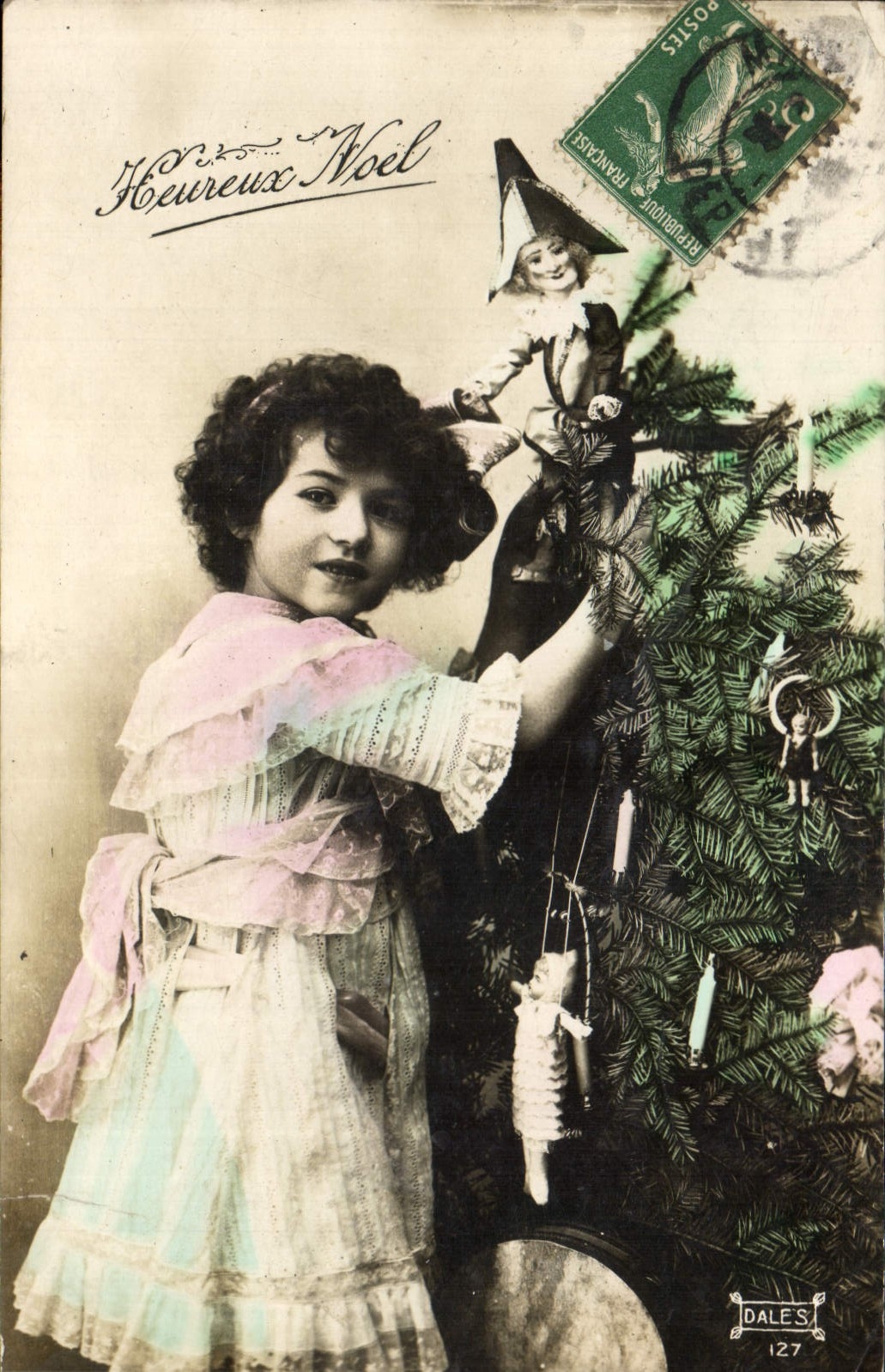 CPA Fantaisie Enfants Poupee Heureux Noel