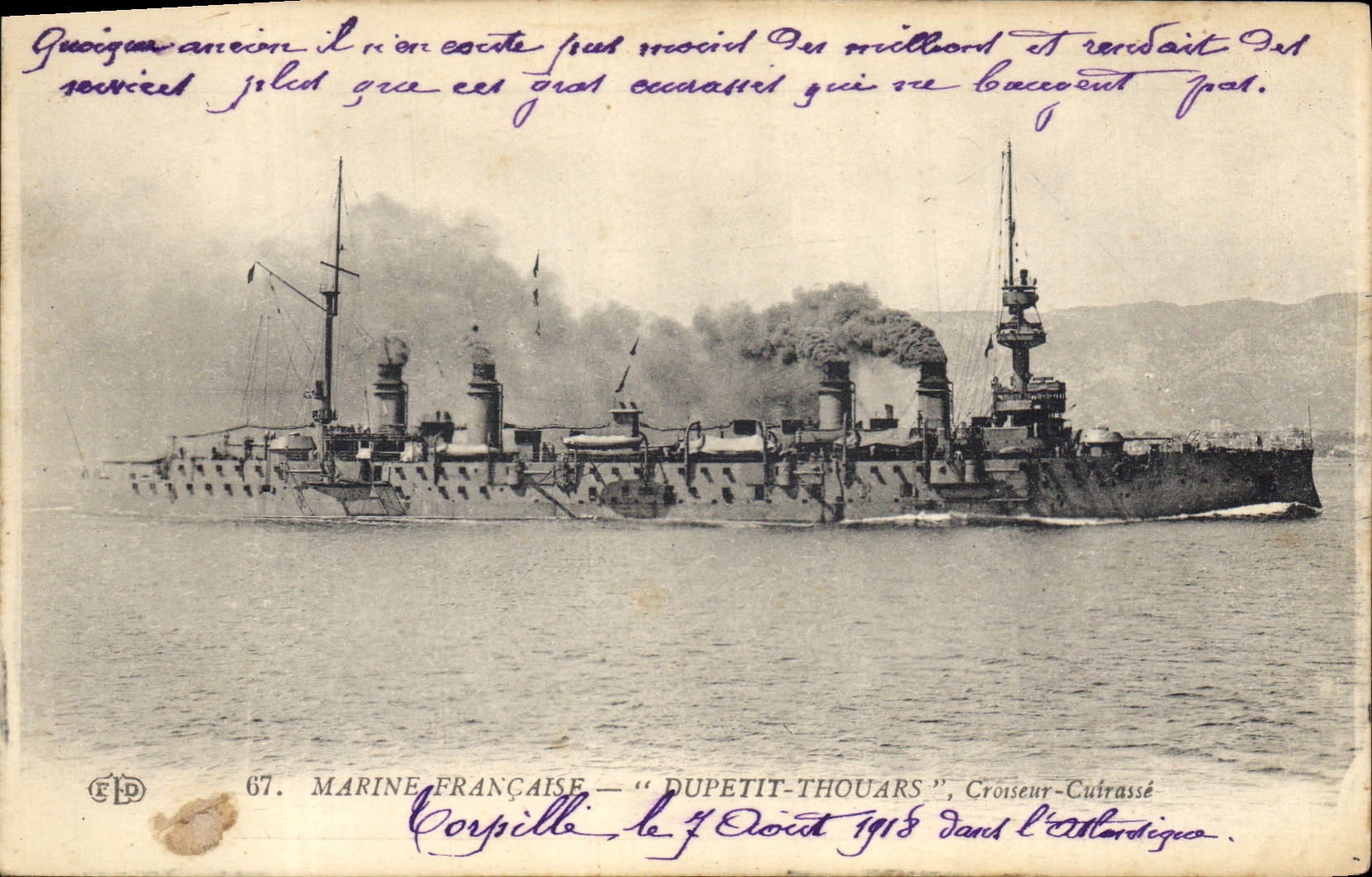 CPA Bateau de guerre Marine Francaise Dupetit Thouars Croiseur Cuirasse