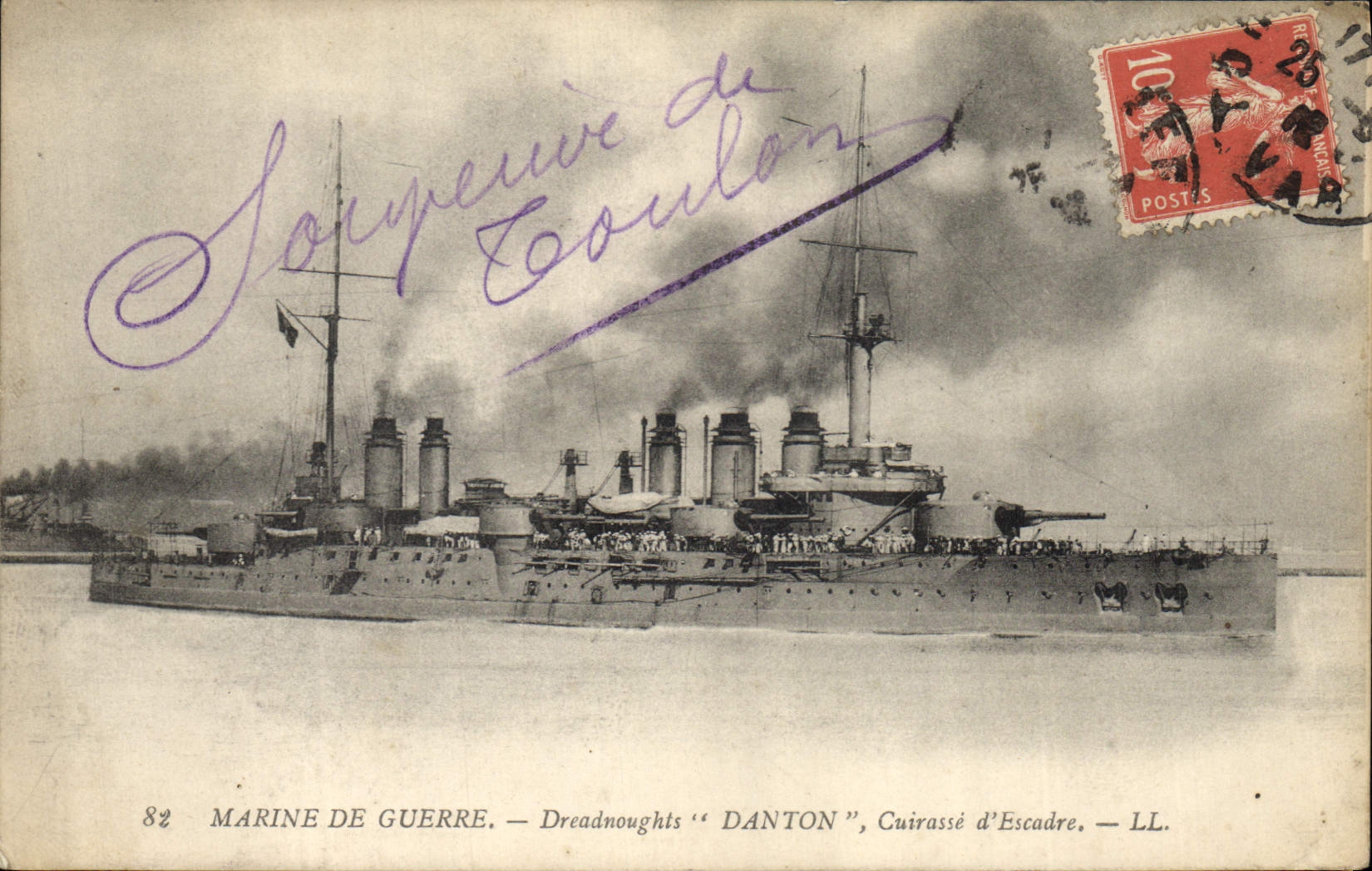CPA Bateau de guerre Marine de Guerre Dreadnoughts Danton Cuirasse d'Escadre 