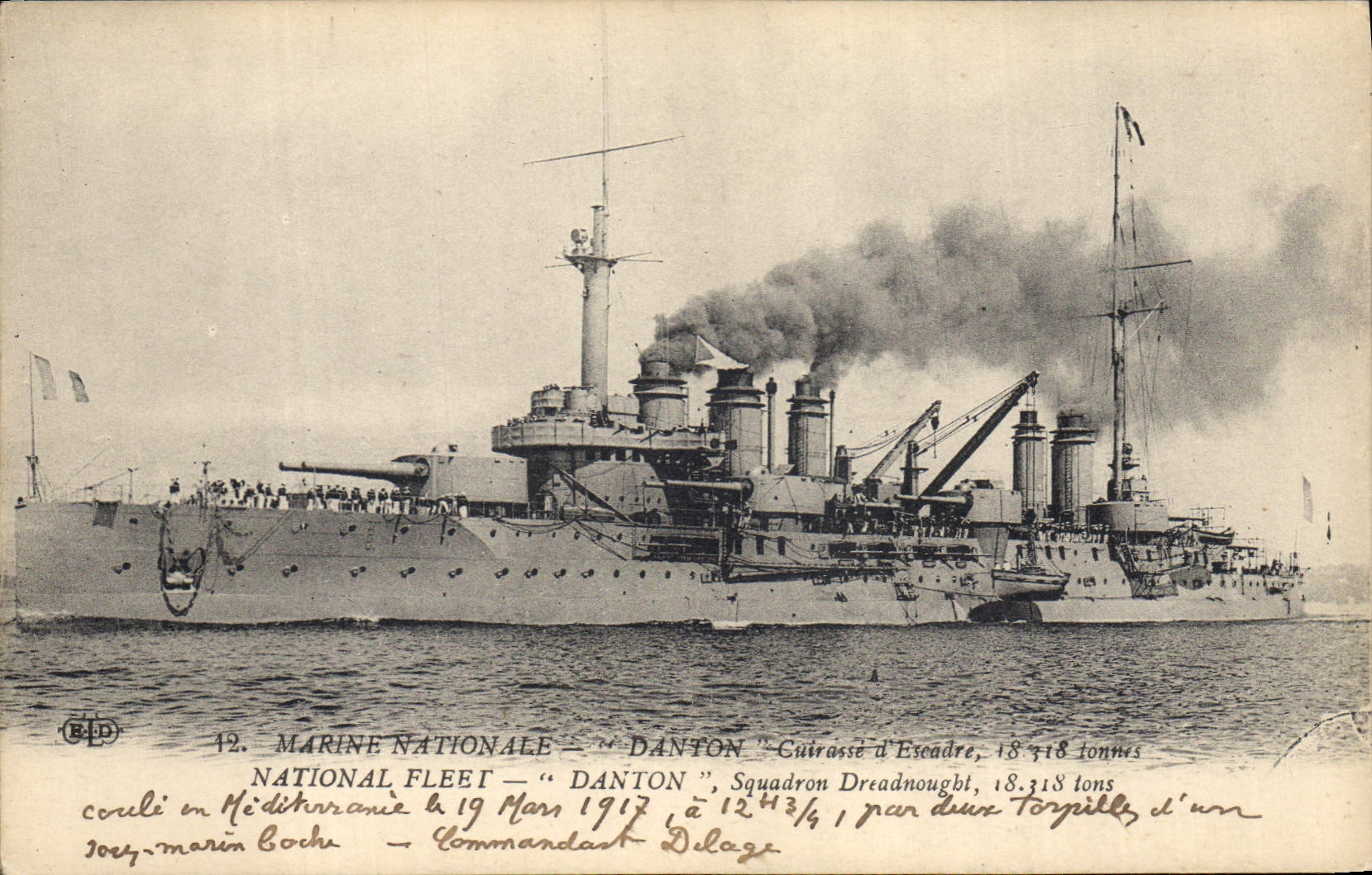 CPA Bateau de guerre Marine Nationale Danton Cuirasse D'Escadre 