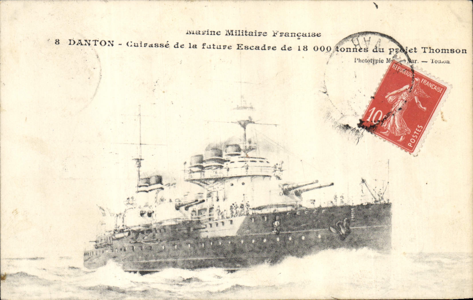 CPA Bateau de guerre Marine Militaire Francaise Danton Cuirasse de la future Escadre 