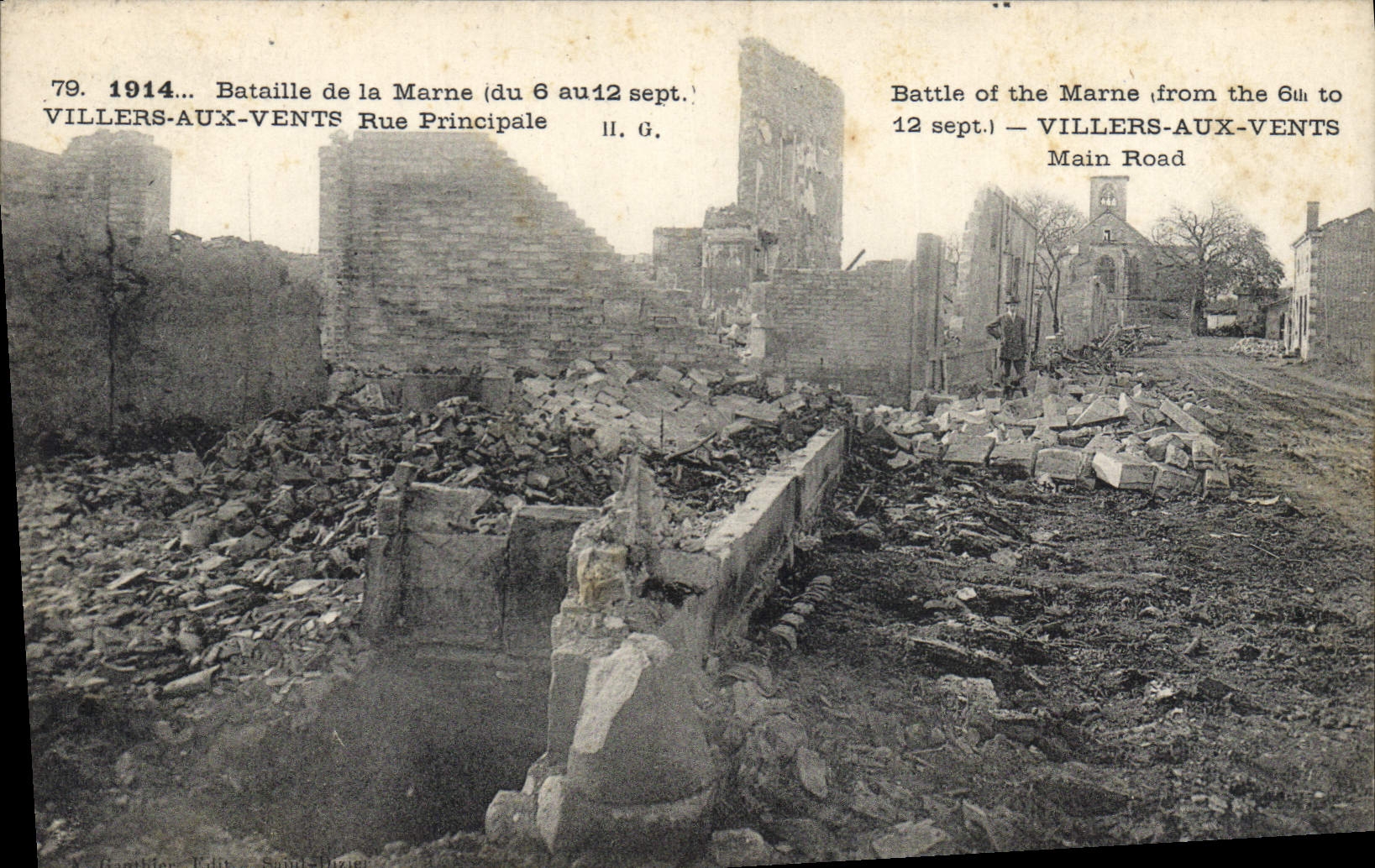 CPA Militaria 1914 Bataille de la marne du 6 au 12 sept Villers aux vents rue principale 