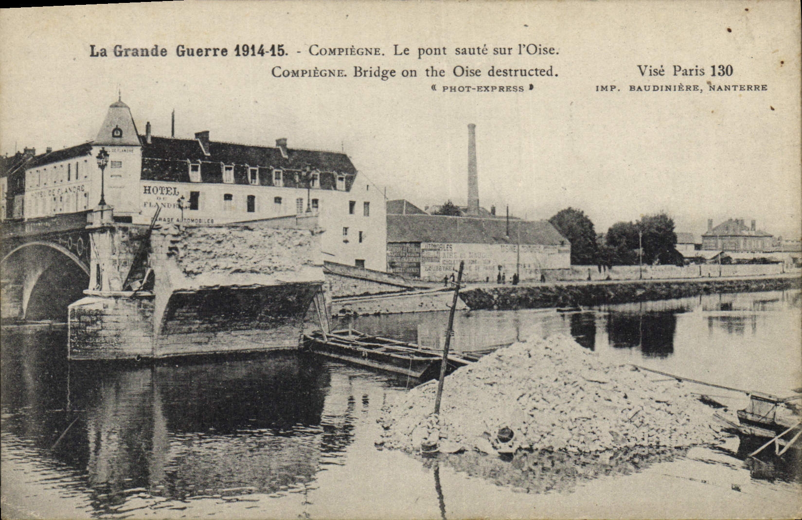 CPA Militaria La grande guerre 1914 15 Compiegne le pont saute sur l'oise 