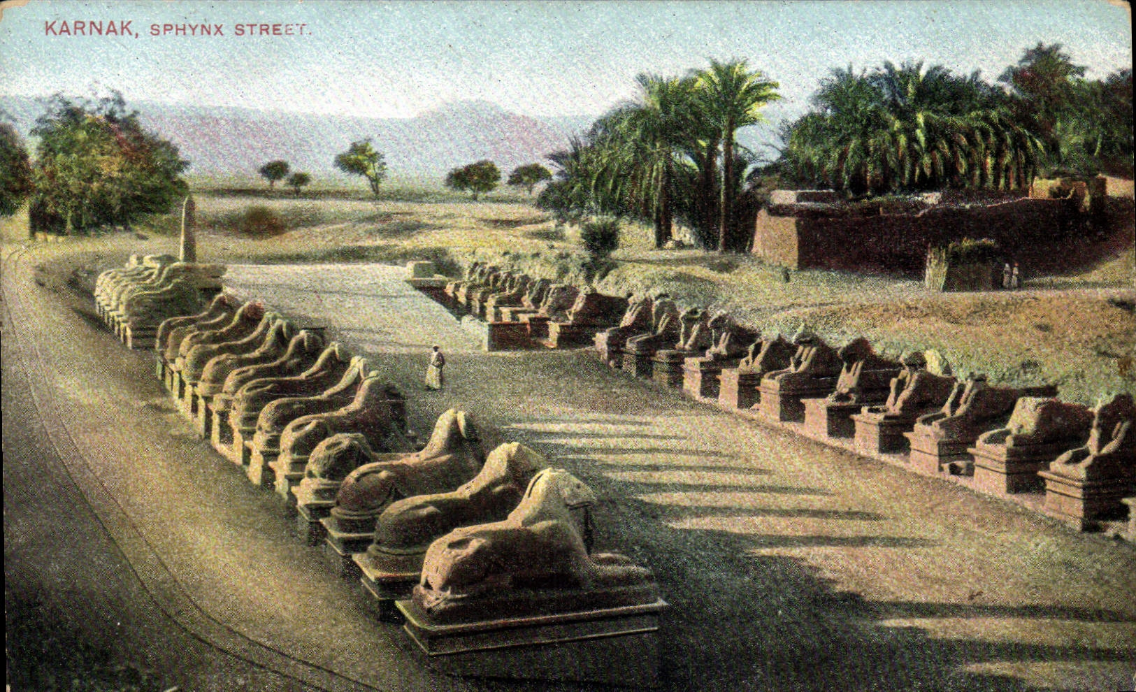 CPA Egypte Egypt Karnak Sphynx street
