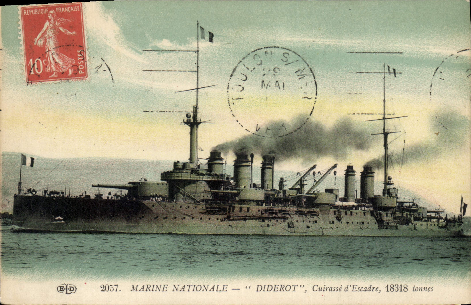 CPA Bateau de guerre Diderot Cuirasse d'escadre