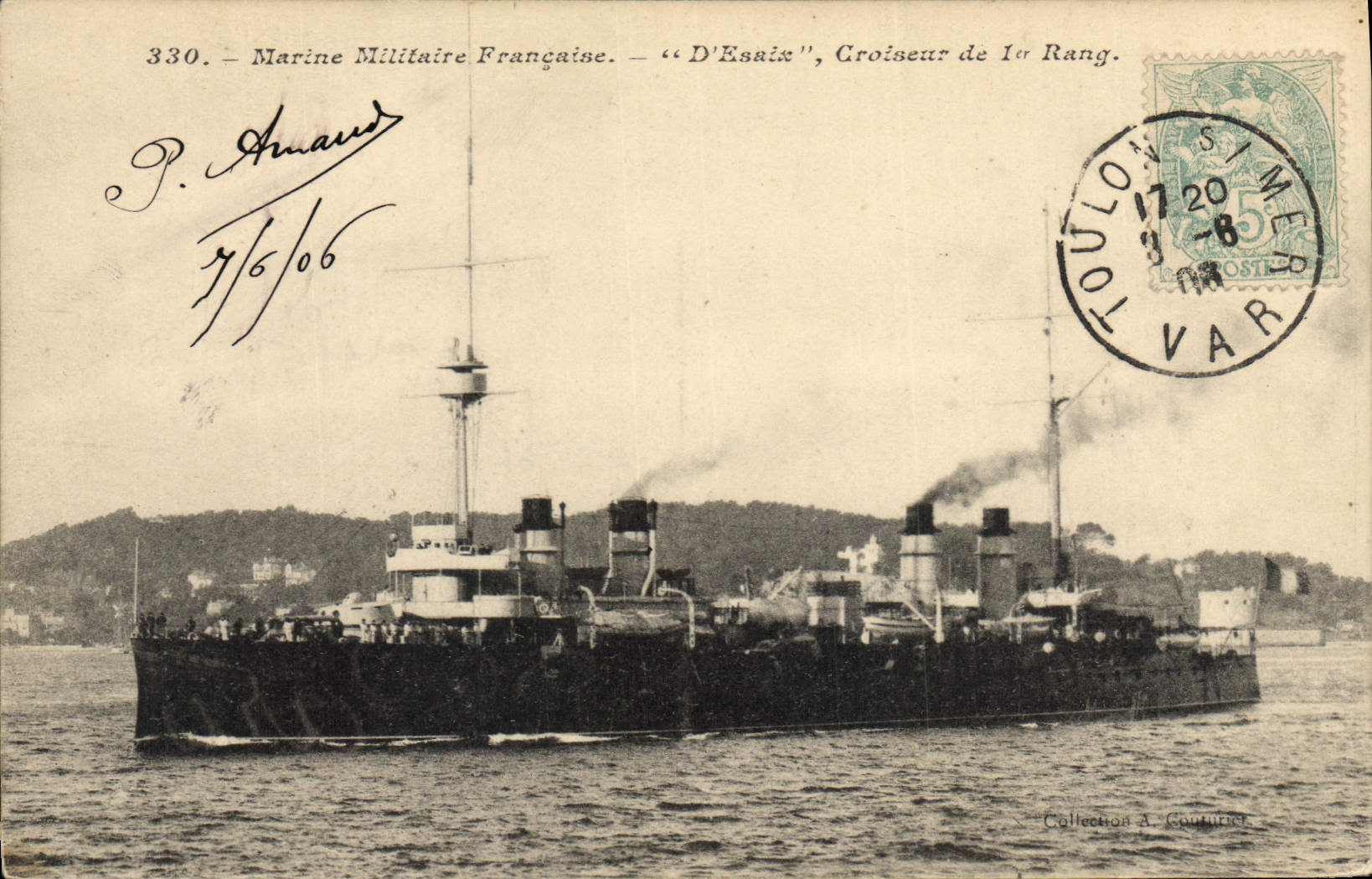 CPA Bateau de guerre D'Esaix Croiseur de 1er rang