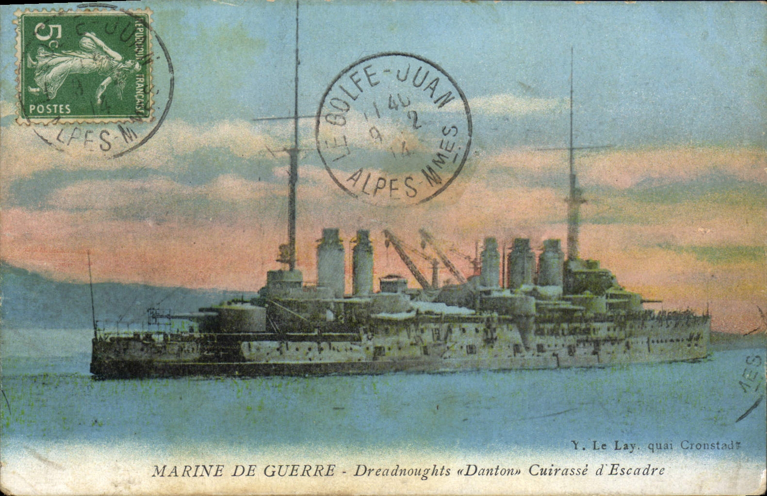 CPA Bateau de guerre Dreadnoughts Danton Cuirasse d'escadre