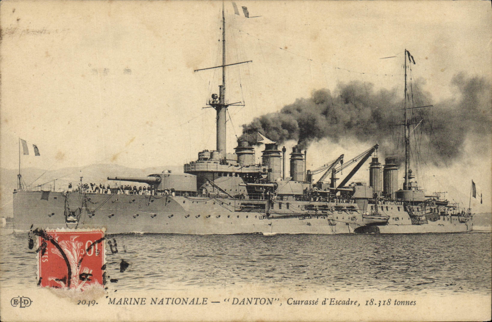 CPA Bateau de guerre Danton Cuirasse d'escadre