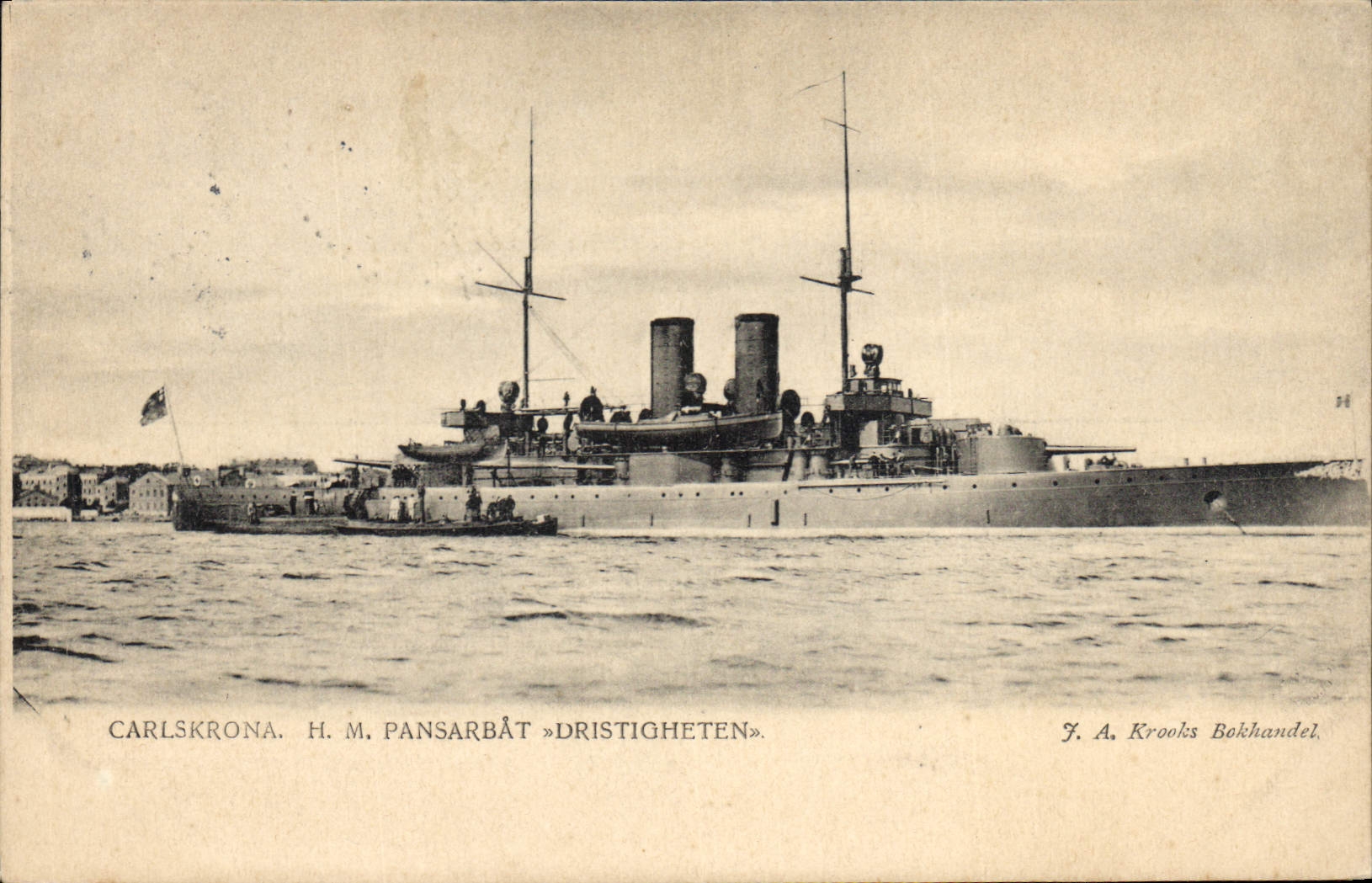 CPA Bateau de guerre Carlskrona HM Pansarbat Dristigheten Suede Sweden