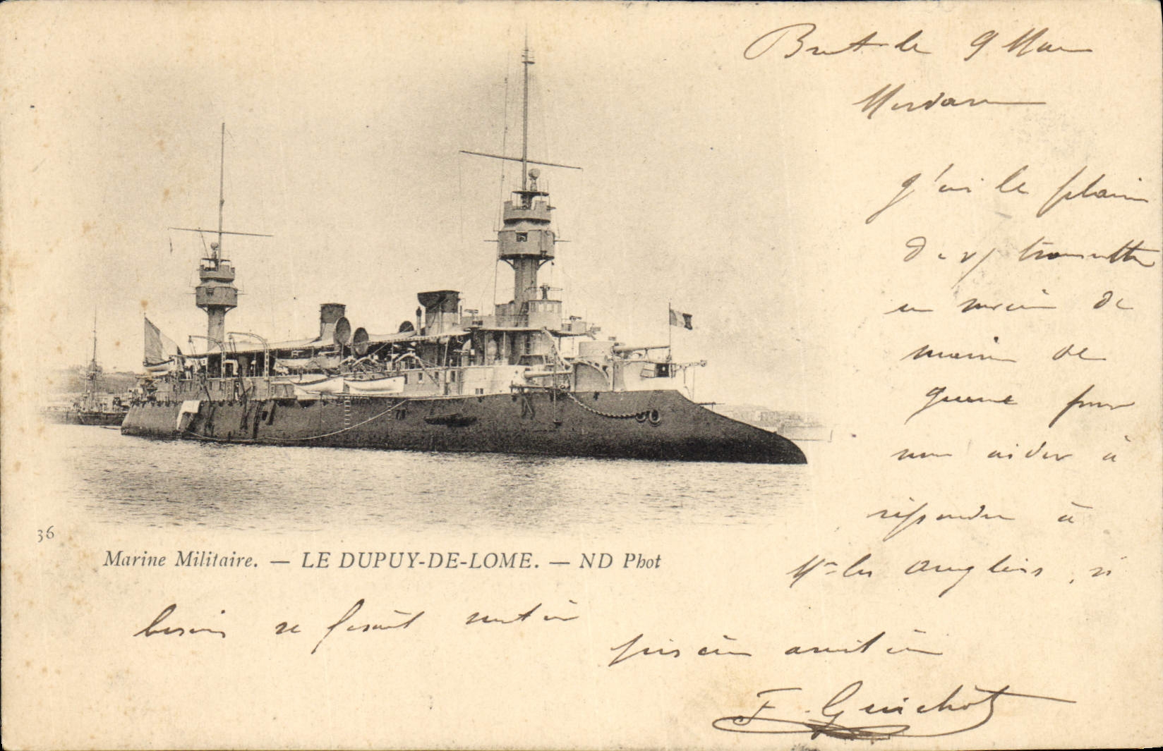 CPA Bateau de guerre Le Dupuy de Lome 