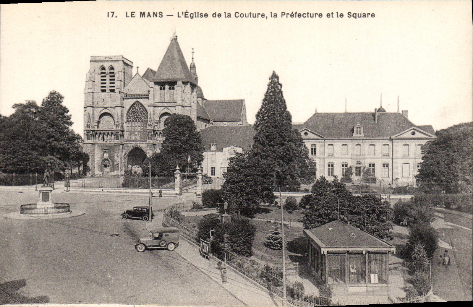 CPA Le Mans L'eglise de la Couture la Prefecture et le square