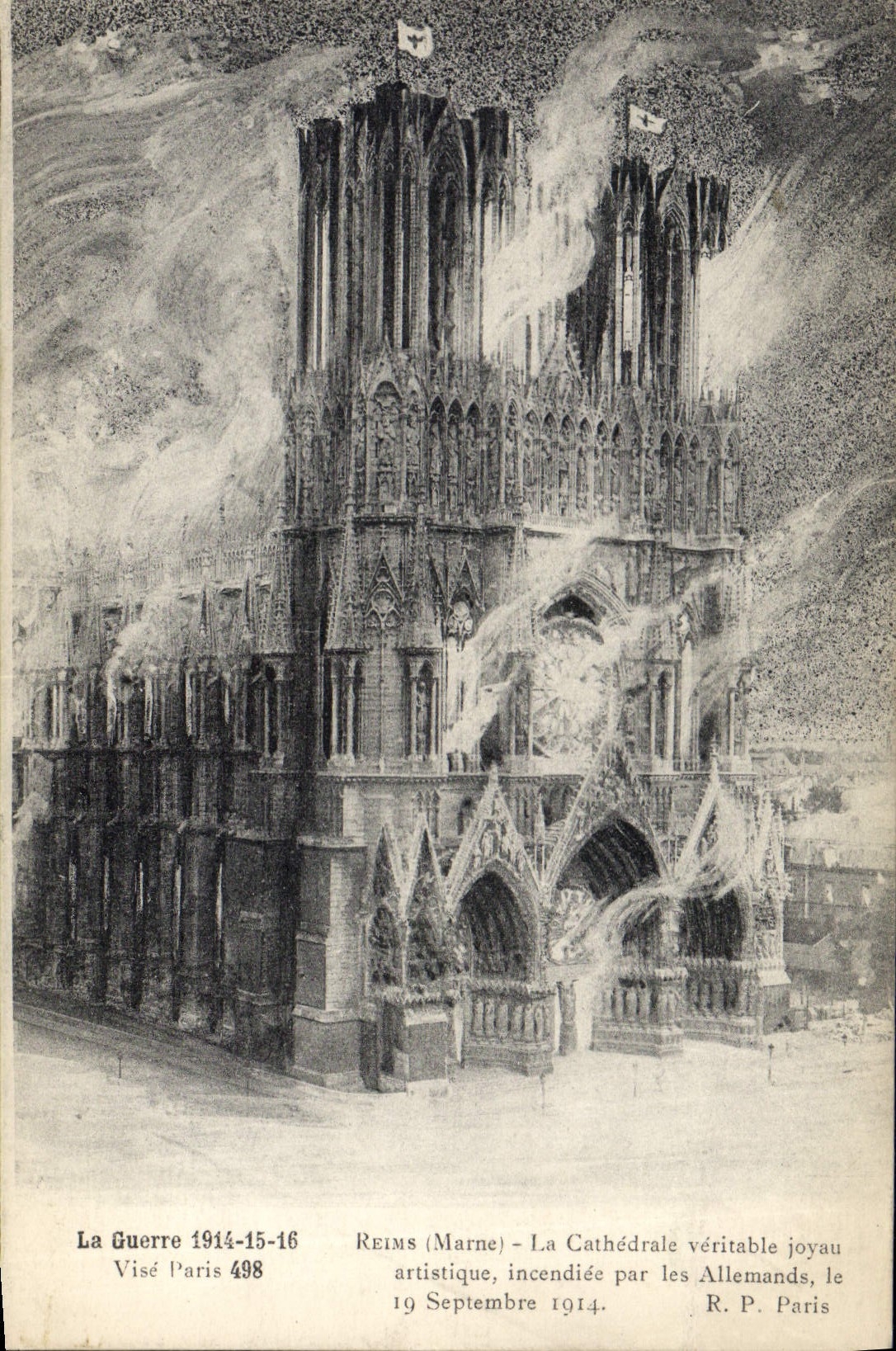 CPA Militaria Reims La cathedrale