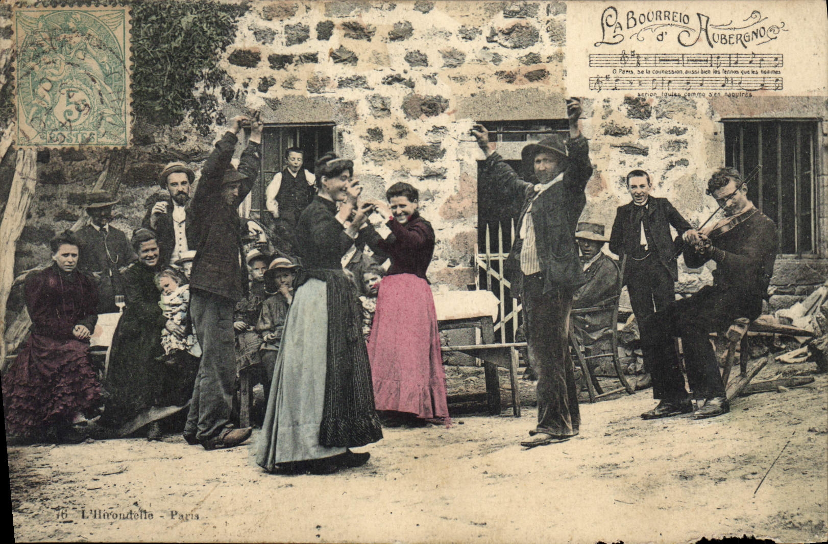 CPA Folklore Auvergne La bourree
