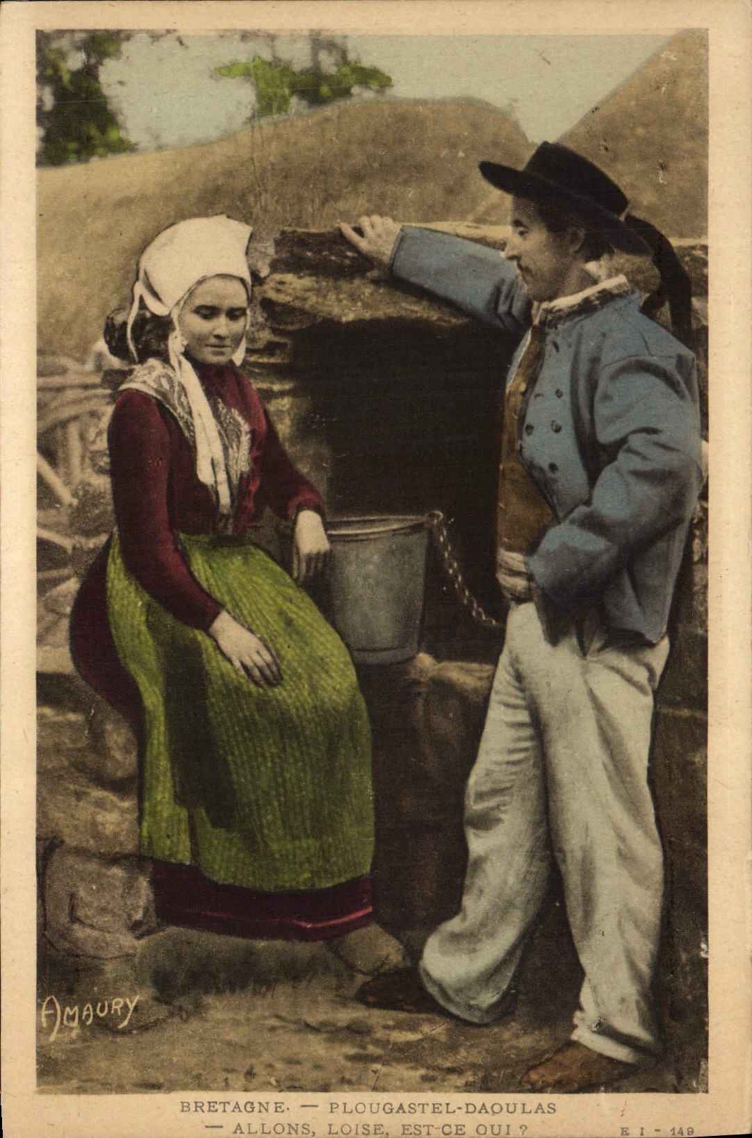CPA Folklore Plougastel Daoulas Allons Loise 