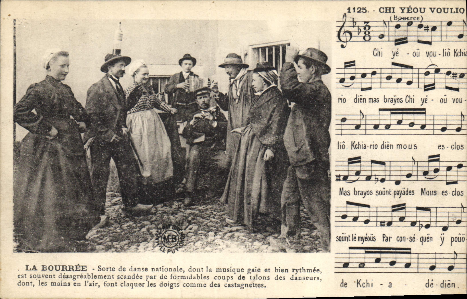 CPA Folklore Auvergne La bourree