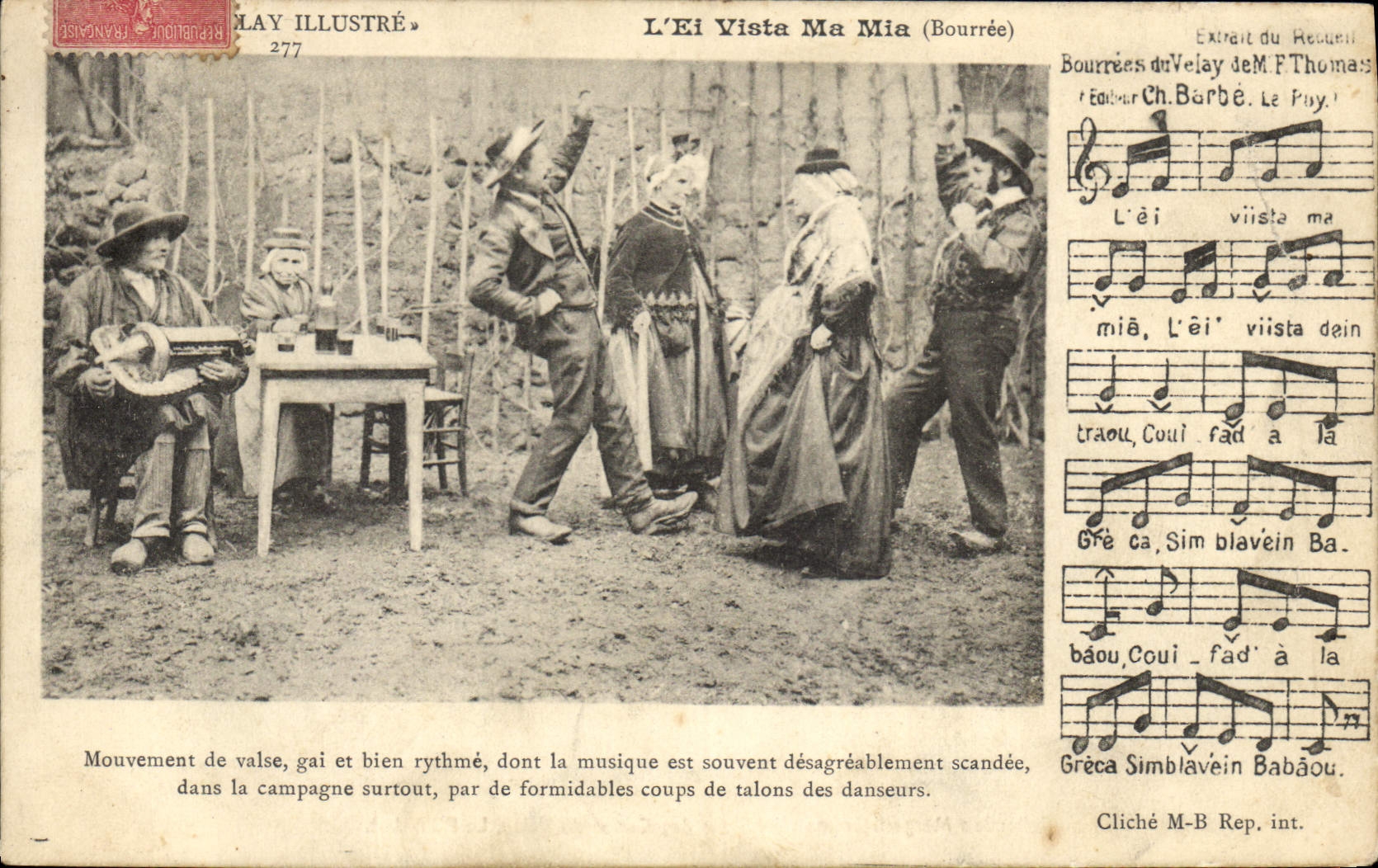 CPA Folklore Auvergne La bourree