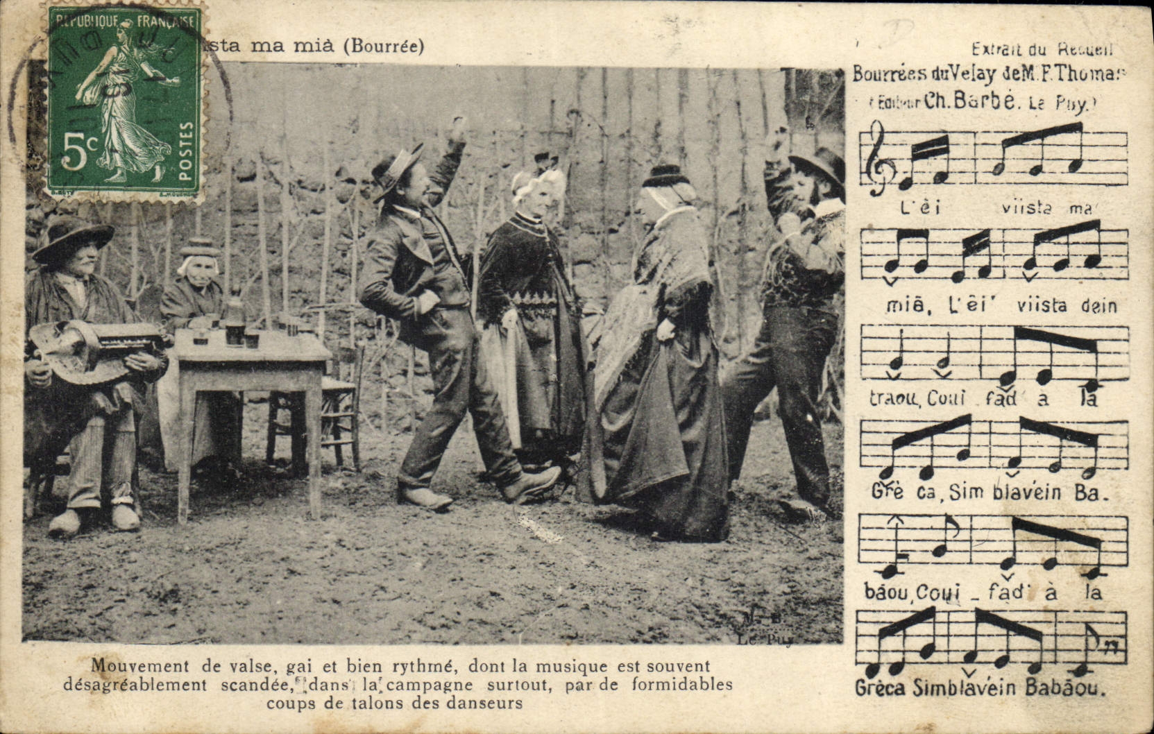 CPA Folklore Auvergne La bourree