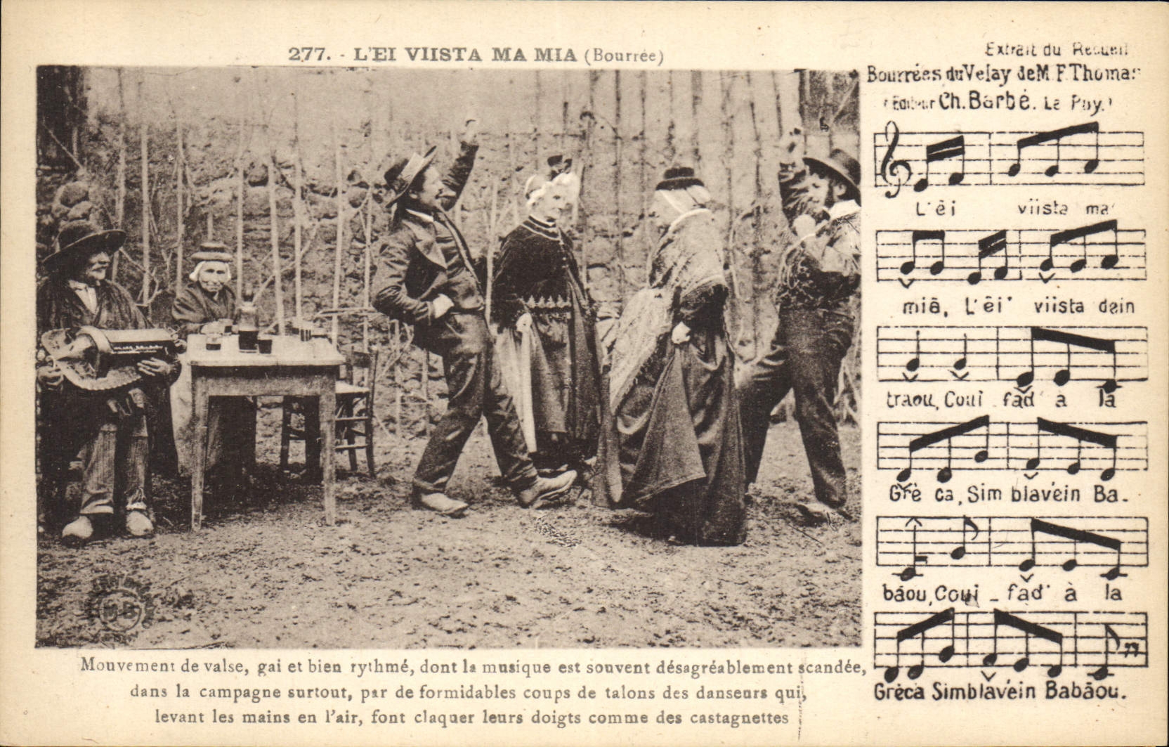 CPA Folklore Auvergne La bourree