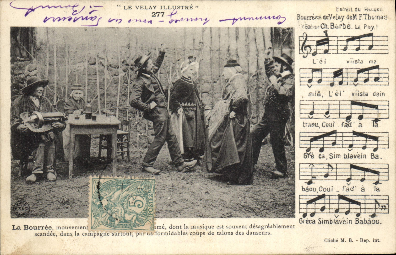 CPA Folklore Auvergne La bourree Le Velay