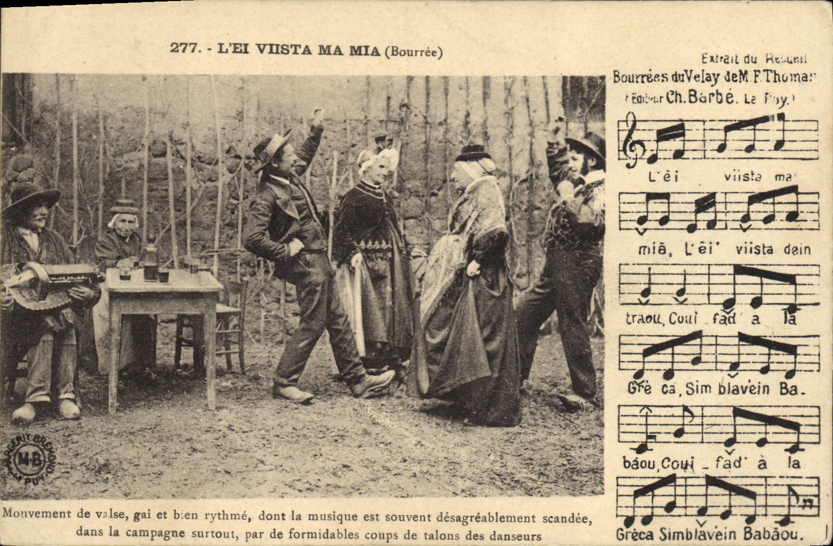 CPA Folklore Auvergne La bourree