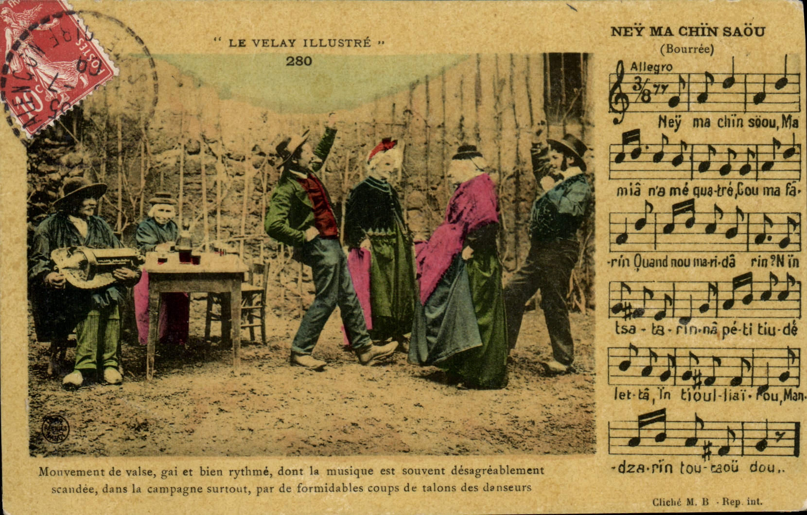 CPA Folklore Le Velay La bourree