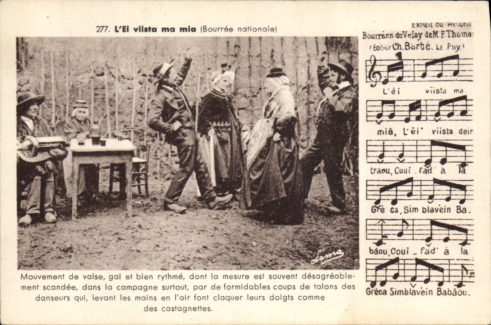 CPA Folklore Auvergne La bourree