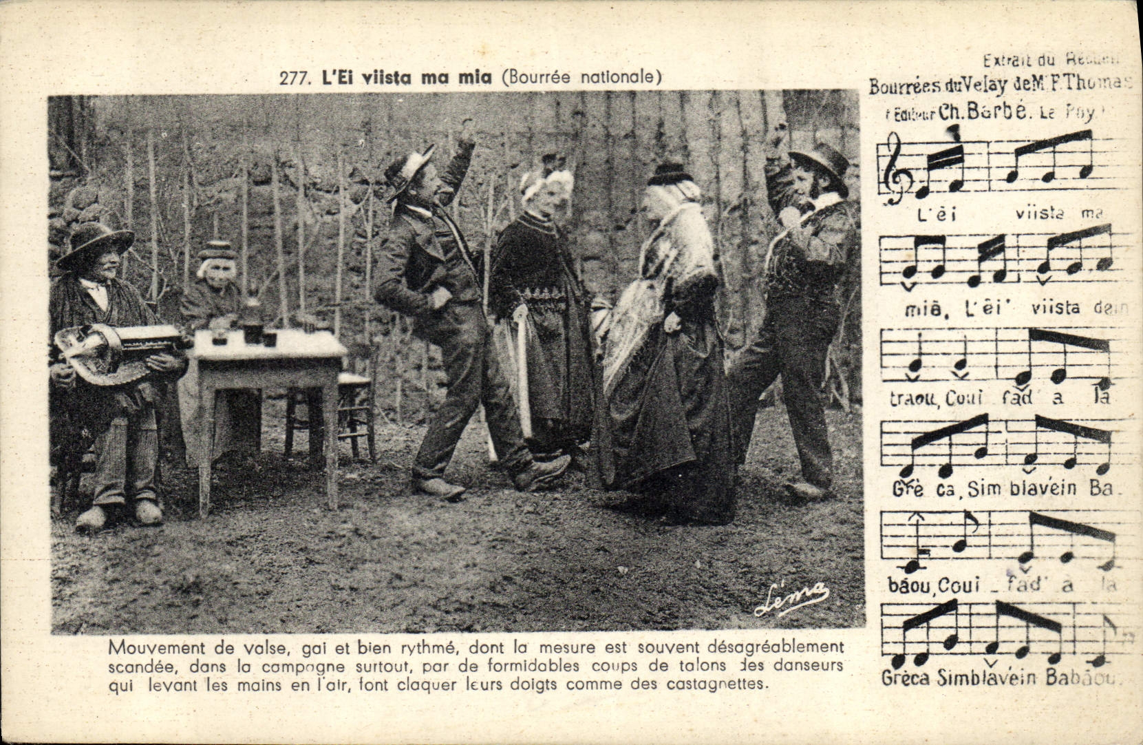 CPA Folklore Auvergne La bourree