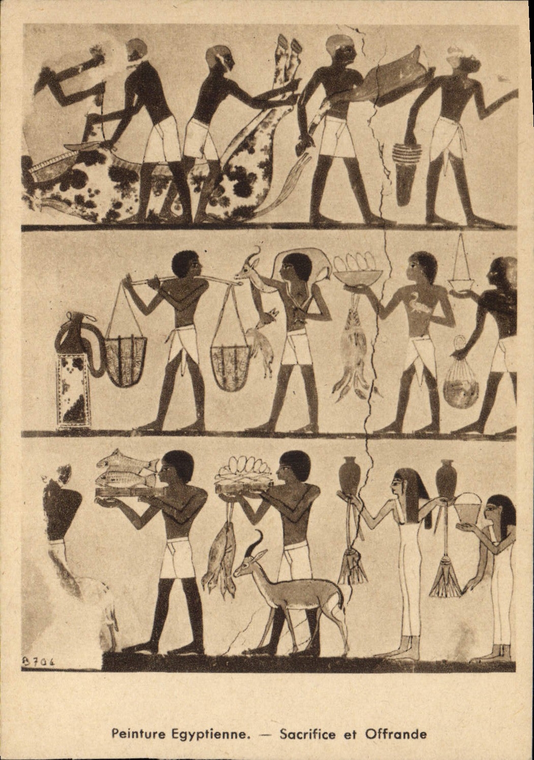 CPA Egypt Egypte Peinture egyptienne Sacrifice et offrande
