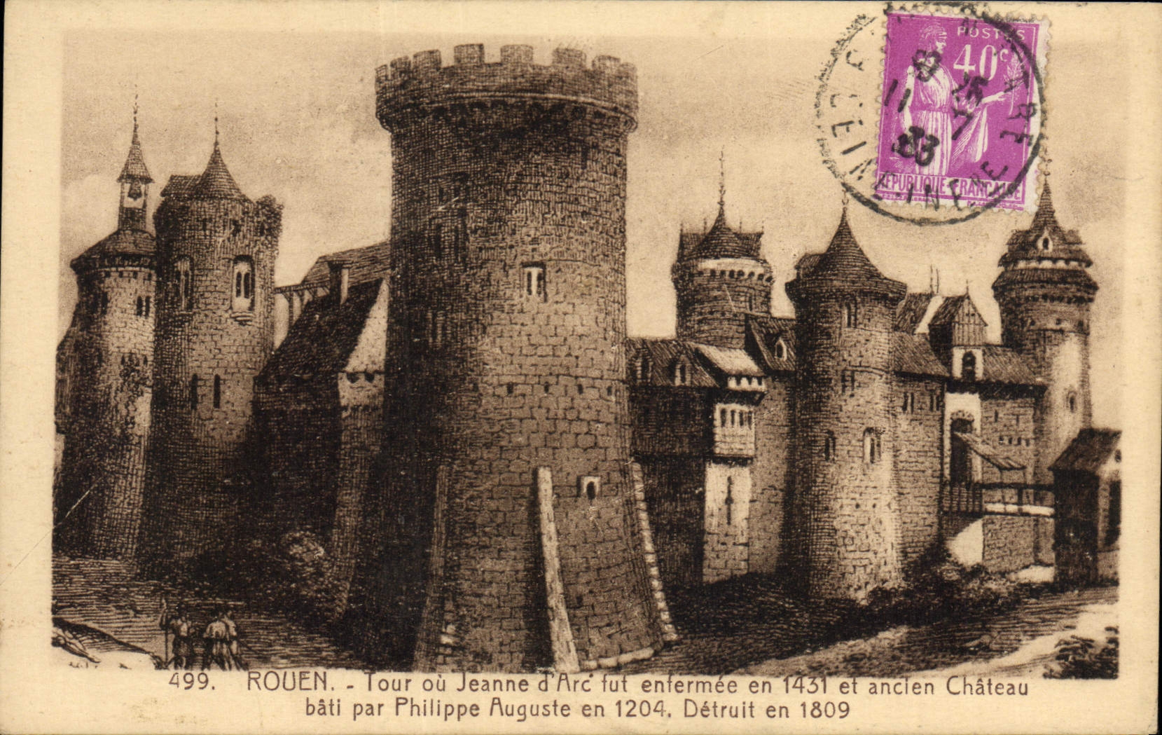 CPA Chateau Rouen Tour ou Jeanne d'Arc fut enfermee