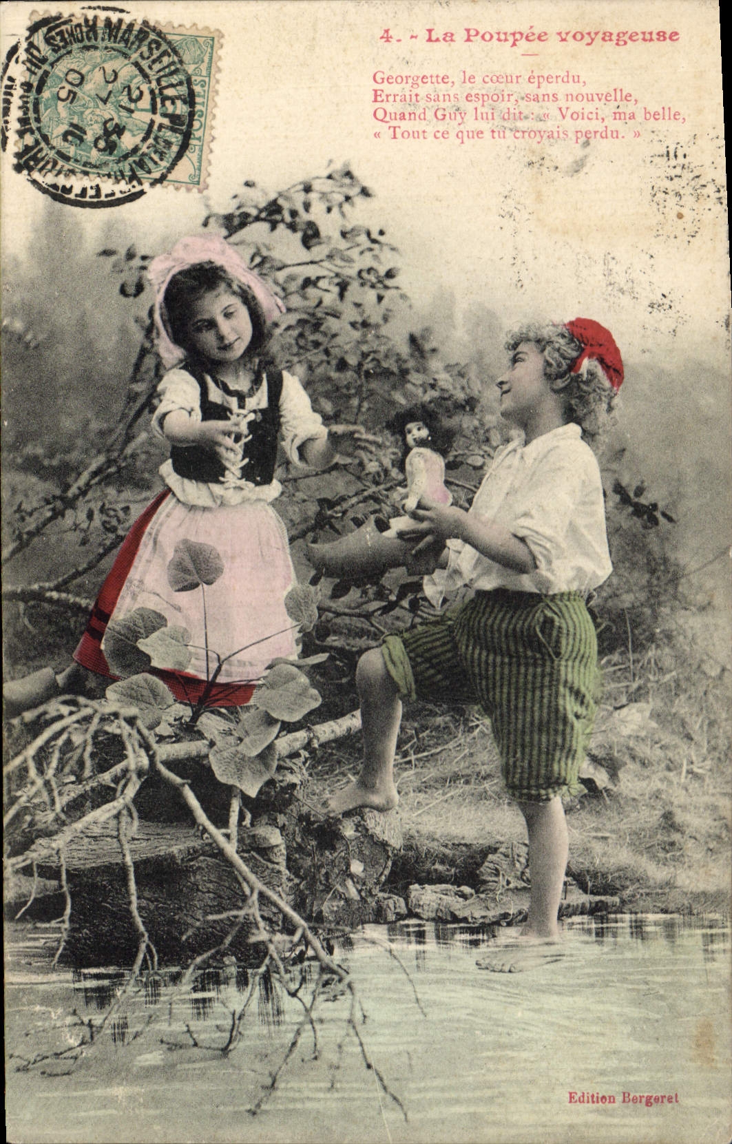 CPA Fantaisie Enfant La Poupee voyageuse