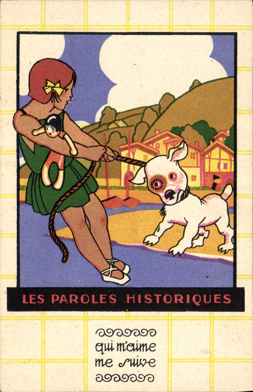 CPA Fantaisie Enfant Poupee Chien