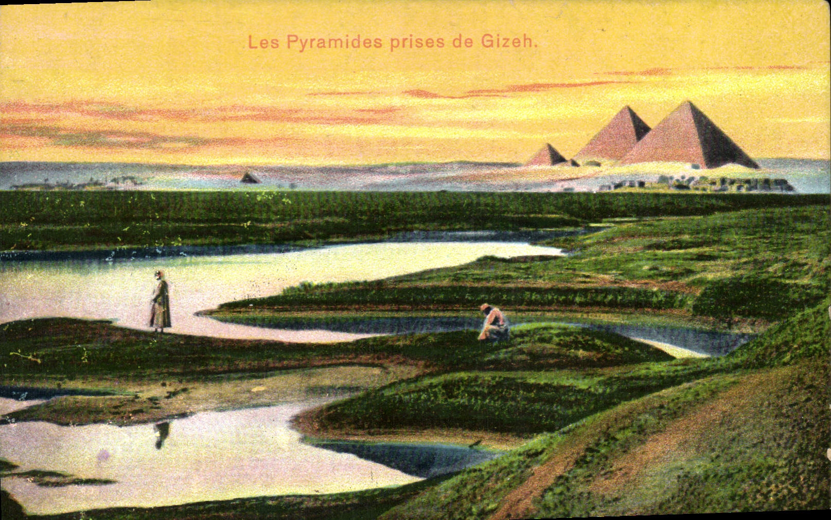 CPA Egypt Egypte Les pyramides prises de Gizeh