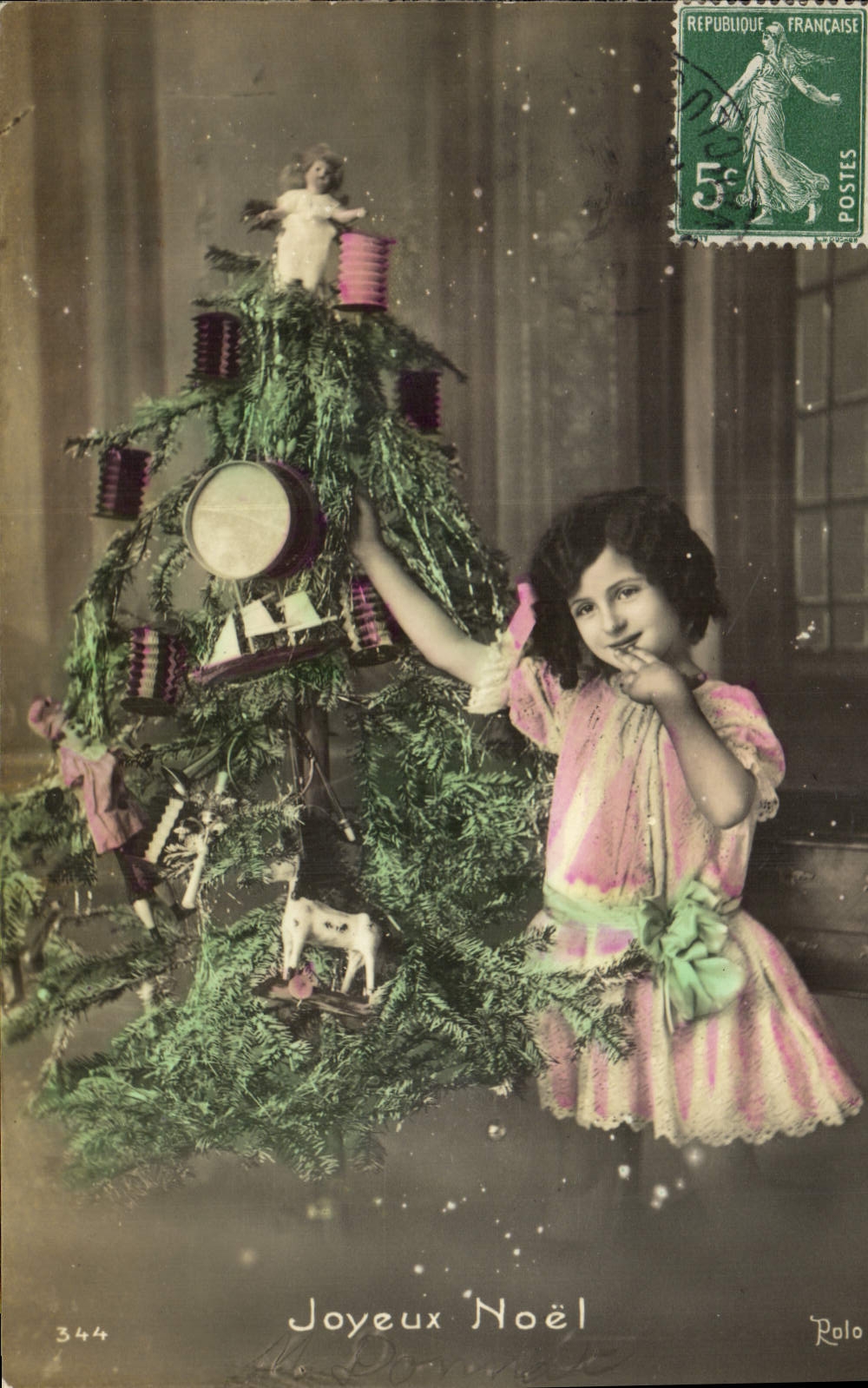 CPA Fantaisie Enfant Poupee Noel