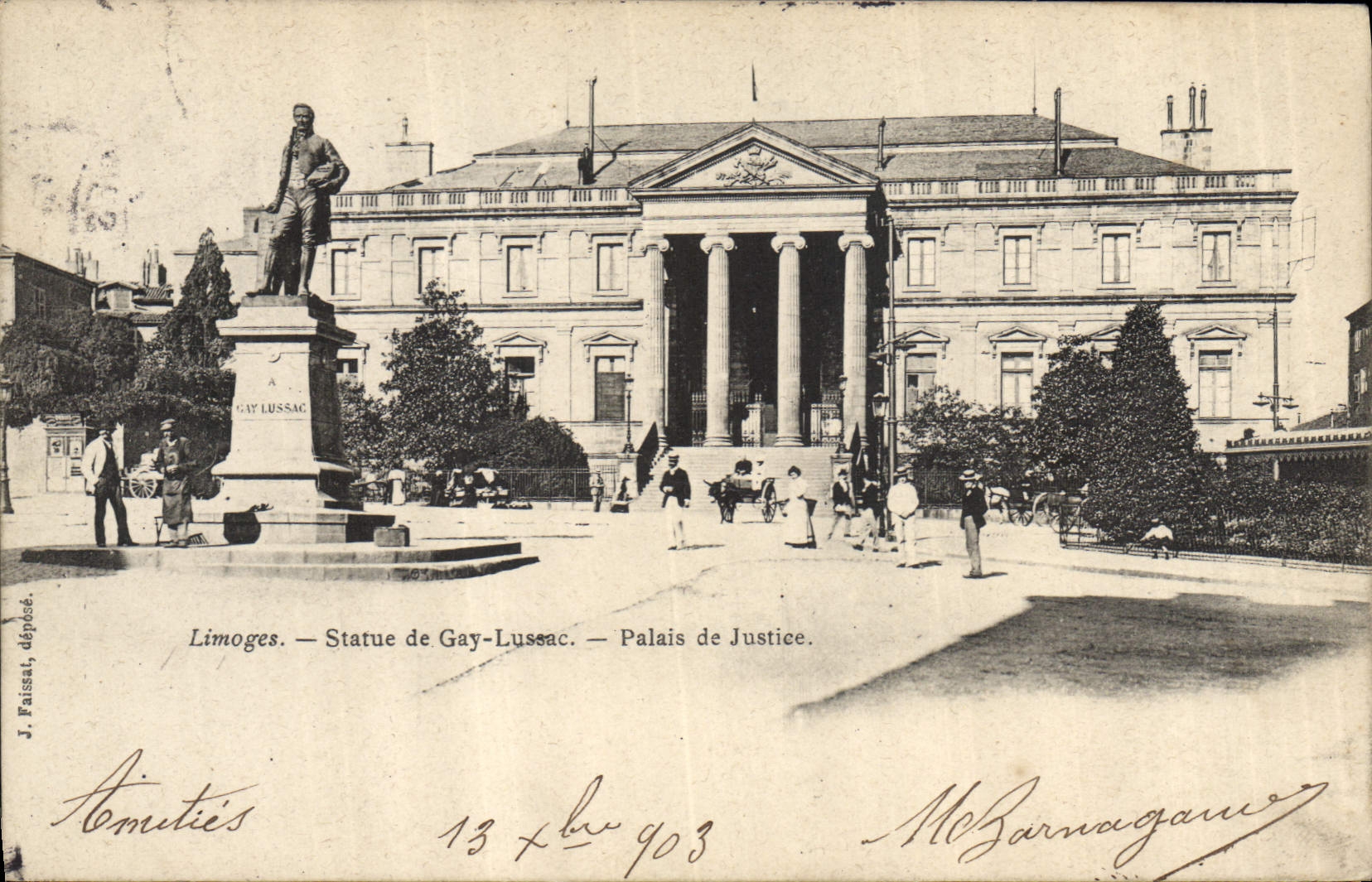 CPA Palais de justice Statue de Gay Lussac Limoges