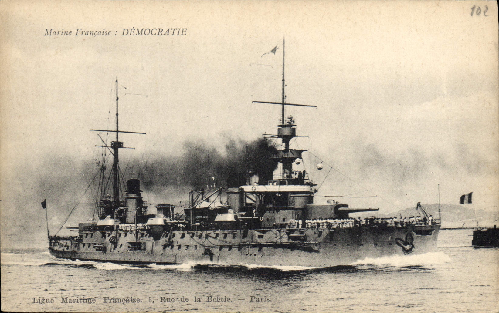 CPA Bateau de Guerre Democratie