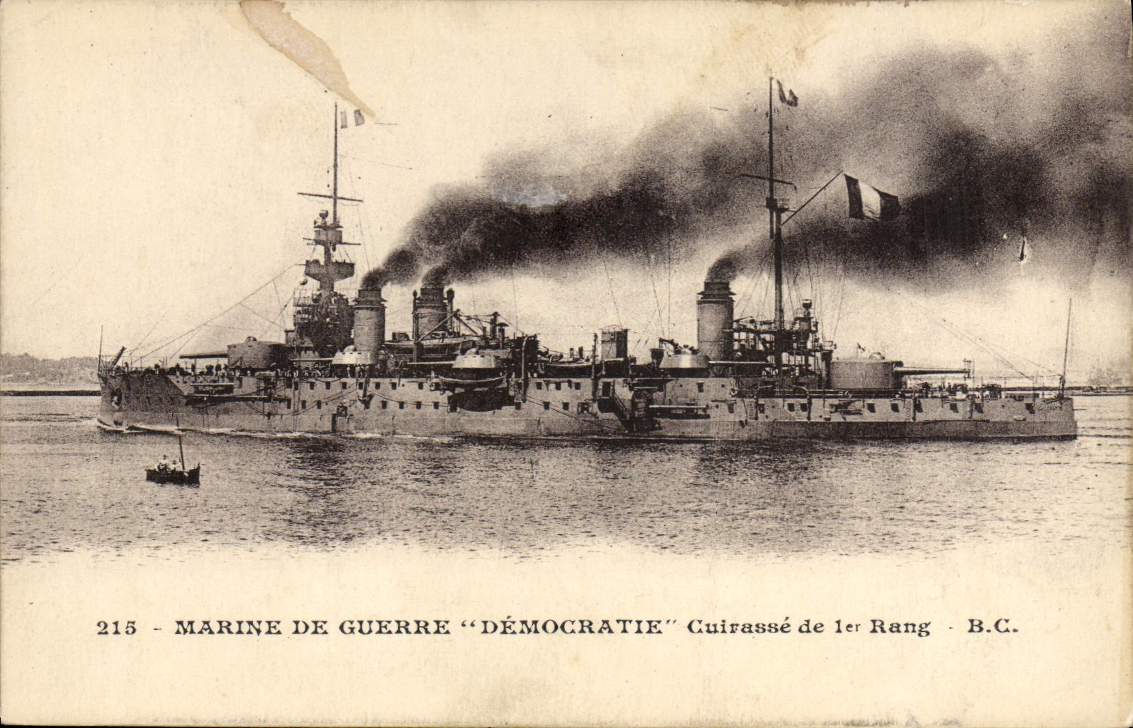 CPA Bateau de Guerre Democratie Cuirasse de 1er rang