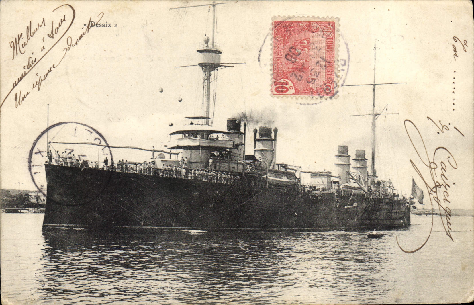 CPA Bateau de Guerre Desaix Tunisie