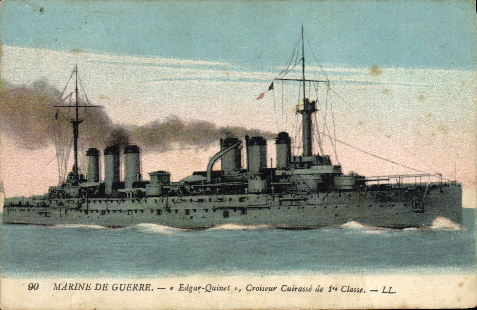 CPA Bateau de Guerre Edgar Quinet Croiseur Cuirasse de 1ere classe