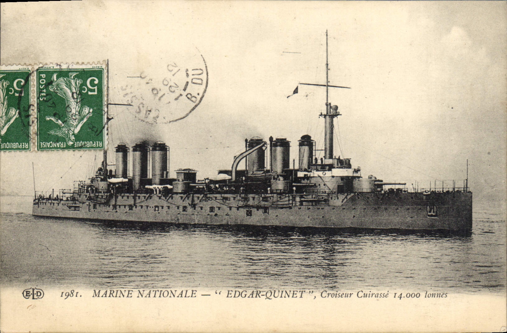 CPA Bateau de Guerre Edgar Quinet Croiseur Cuirasse