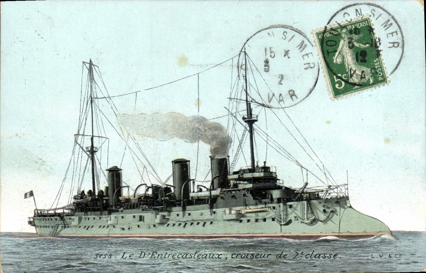 CPA Bateau de Guerre Le D'Entrecasteaux Croiseur de 2eme classe